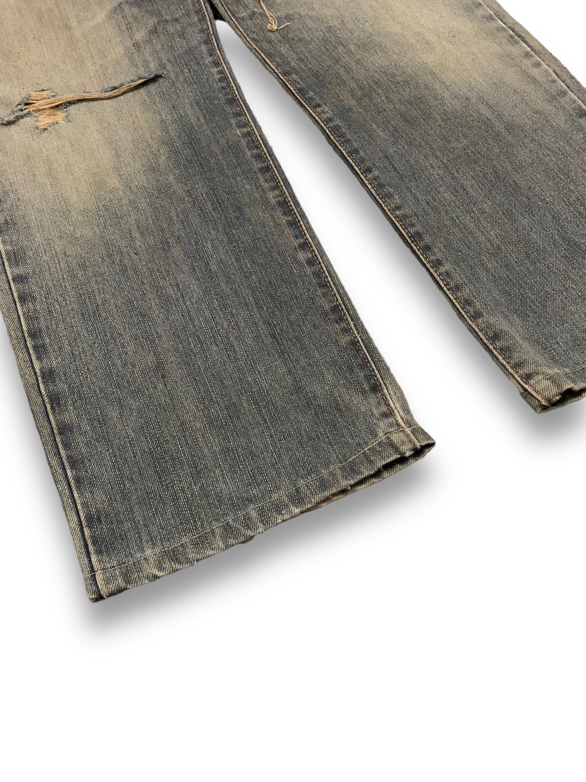 Edwin Vintage Y2K Edwin 403 Yellow Mud Wash Loose Distressed Jeans Size US 35 - 10 Thumbnail