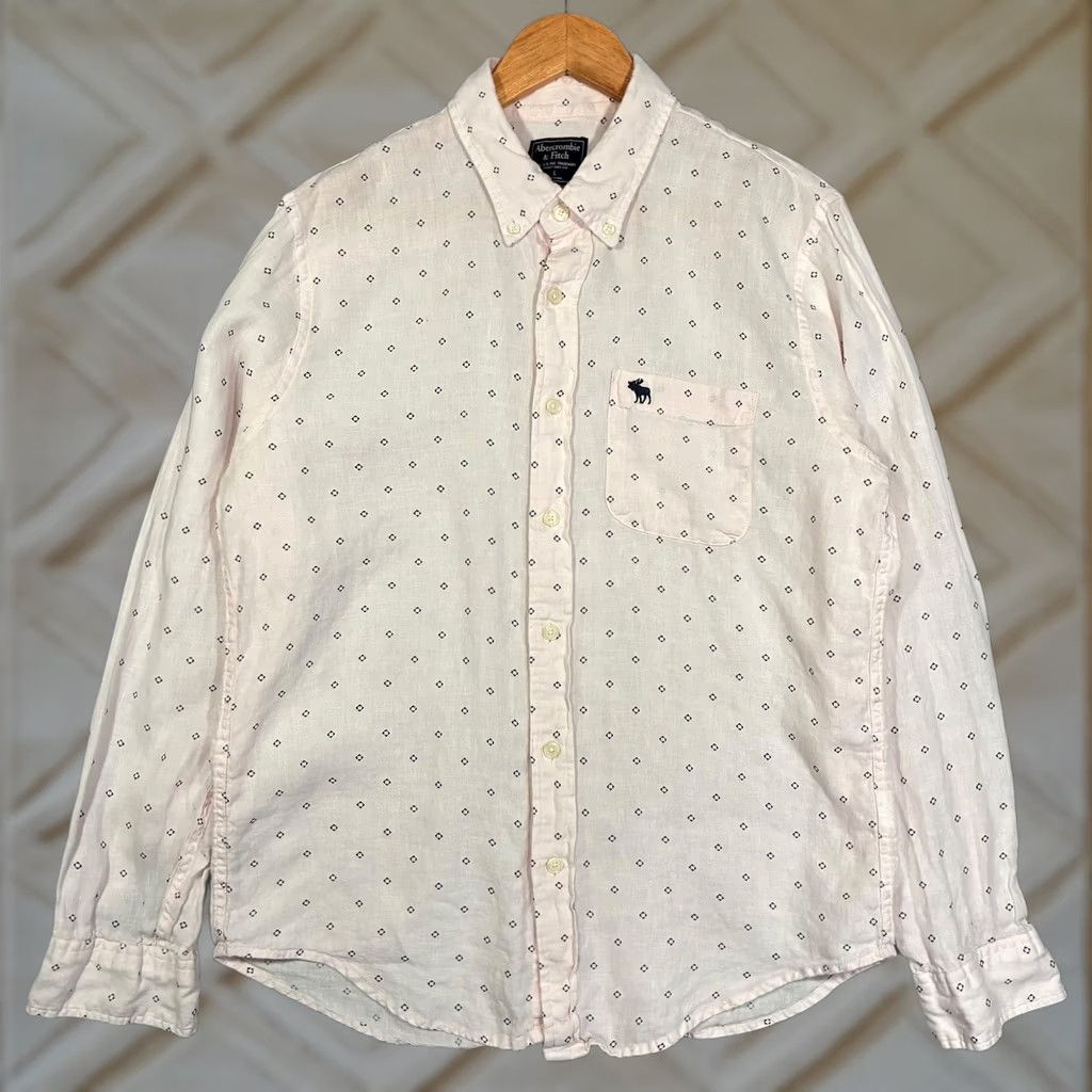 Abercrombie & Fitch Abercrombie & Fitch Linen Geometric Print Button-Down Long Sleeve Shirt Men's L Size US L / EU 52-54 / 3 - 1 Thumbnail