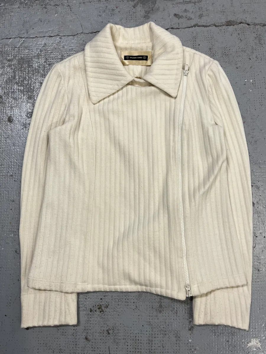 Vintage 2000s Plein Sud Ribbed Texture White Cream Jacket Size US S / EU 44-46 / 1 - 1 Thumbnail