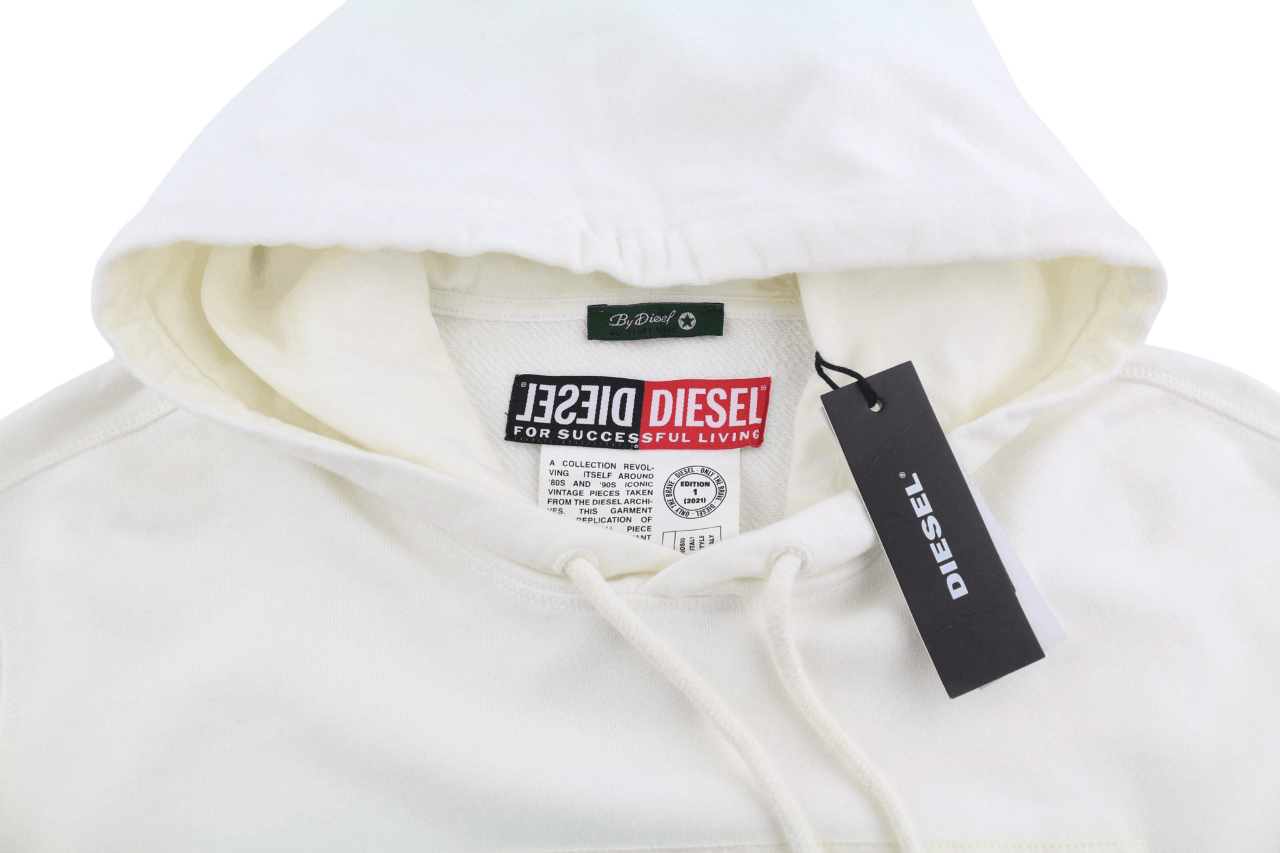 Diesel D4D-21 Men Hoodie L White Cotton Pullover Kangaroo 40101 Size US L / EU 52-54 / 3 - 13 Thumbnail