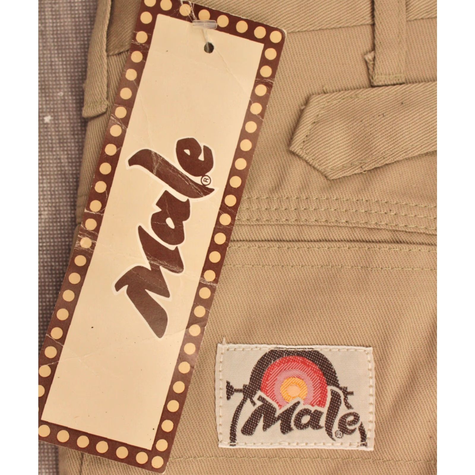 Vintage VINTAGE Men's VTG 1970s NOS Khaki Flared Pants 27x33.5 Sz 27 Inseam 33.5 Beige 70s Disco Mens Size US 27 - 7 Thumbnail
