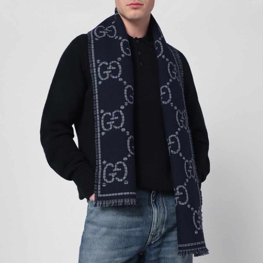 Gucci o1d2blof0525 Size: OS / Wool Scarf in Grey/Blue Size ONE SIZE - 2 Thumbnail