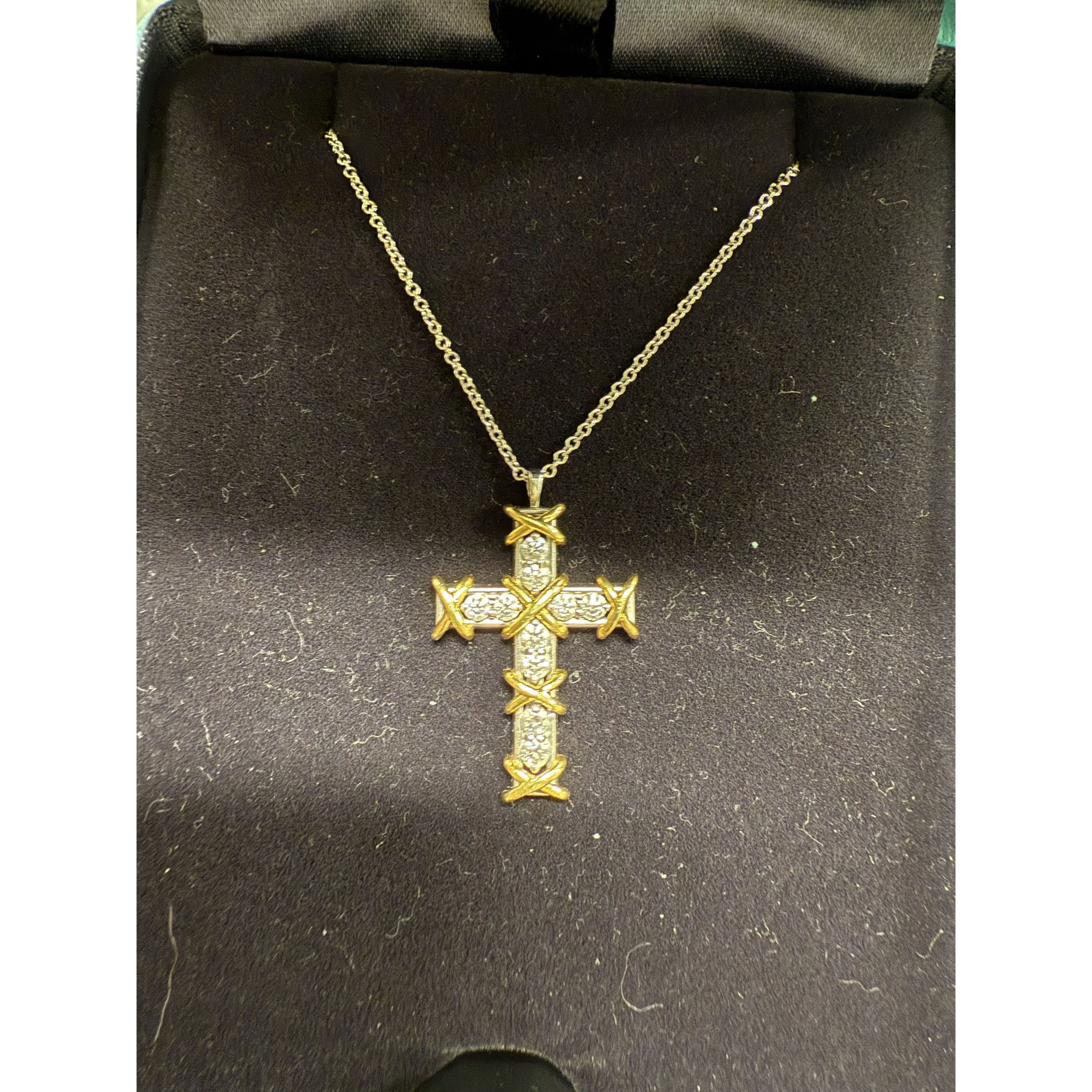 Tiffany & Co. Tiffany & Co. 18K Gold & Sterling Silver Diamond Cross Penda Size ONE SIZE - 1 Thumbnail