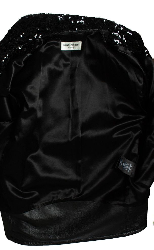 Saint Laurent Paris Saint Laurent, Sequin lamb leather jacket in black Size US M / EU 48-50 / 2 - 5 Thumbnail