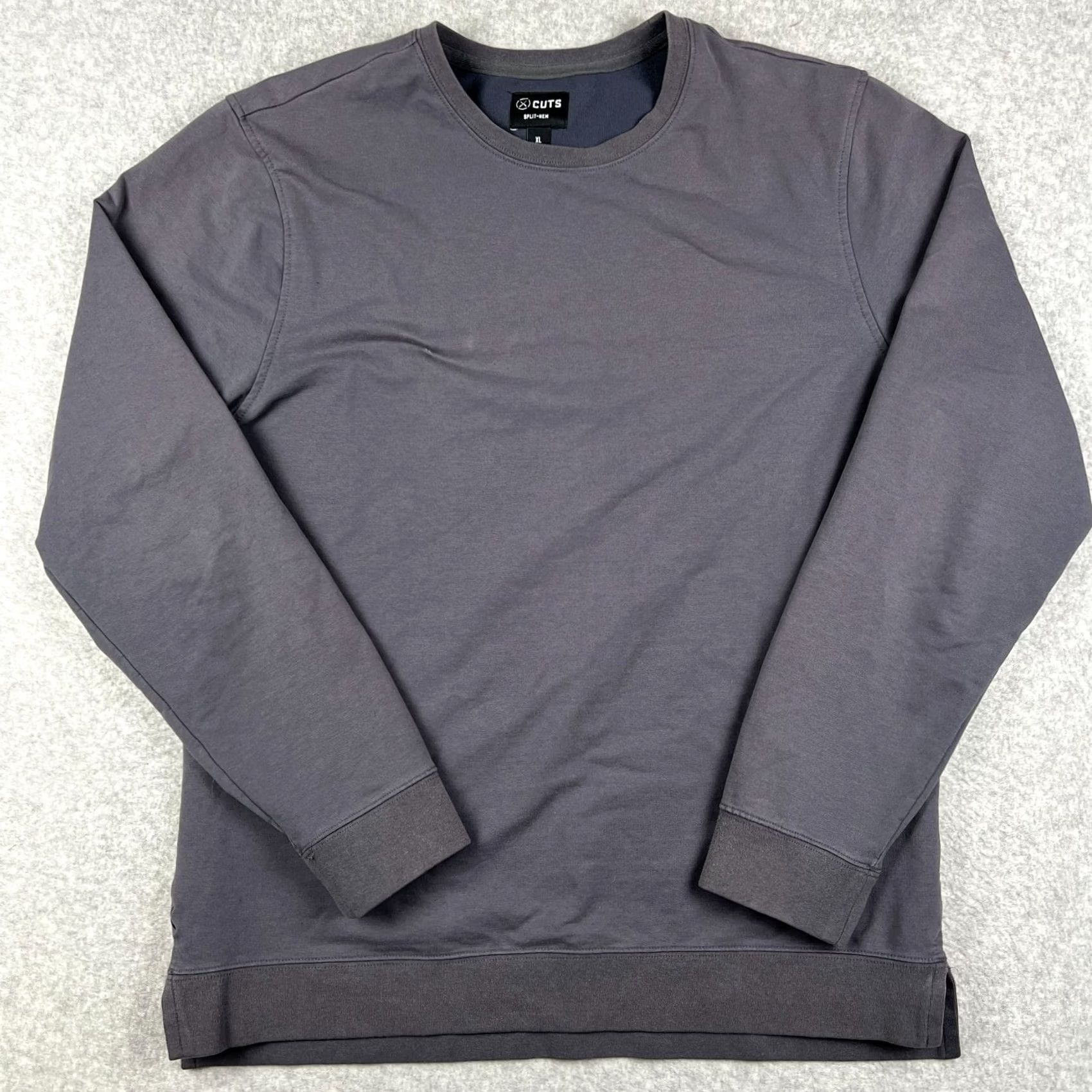 UES Clothing Cuts Clothing Shirt Mens XL Gray Hyperloop Split Hem Sweatshirt Pullover Crew Grey Active Size US XL / EU 56 / 4 - 2 Thumbnail