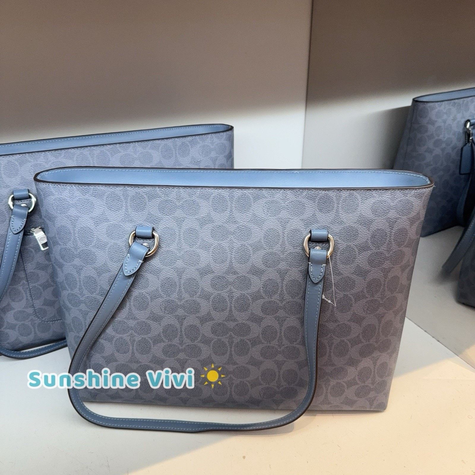 Coach NWT COACH Station Tote Bag Maxi Silver/Chambray CCD69 Size ONE SIZE - 5 Thumbnail