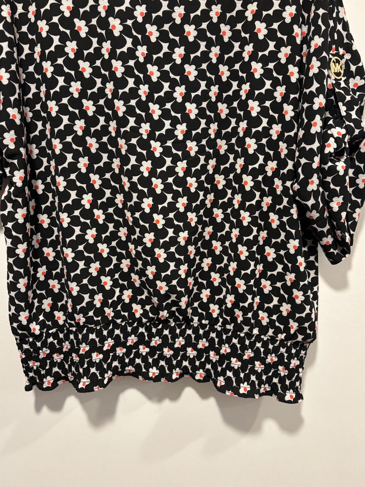 Michael Kors Michael Kors Black Floral Puff Sleeve Blouse Large Size L / US 10 / IT 46 - 4 Thumbnail