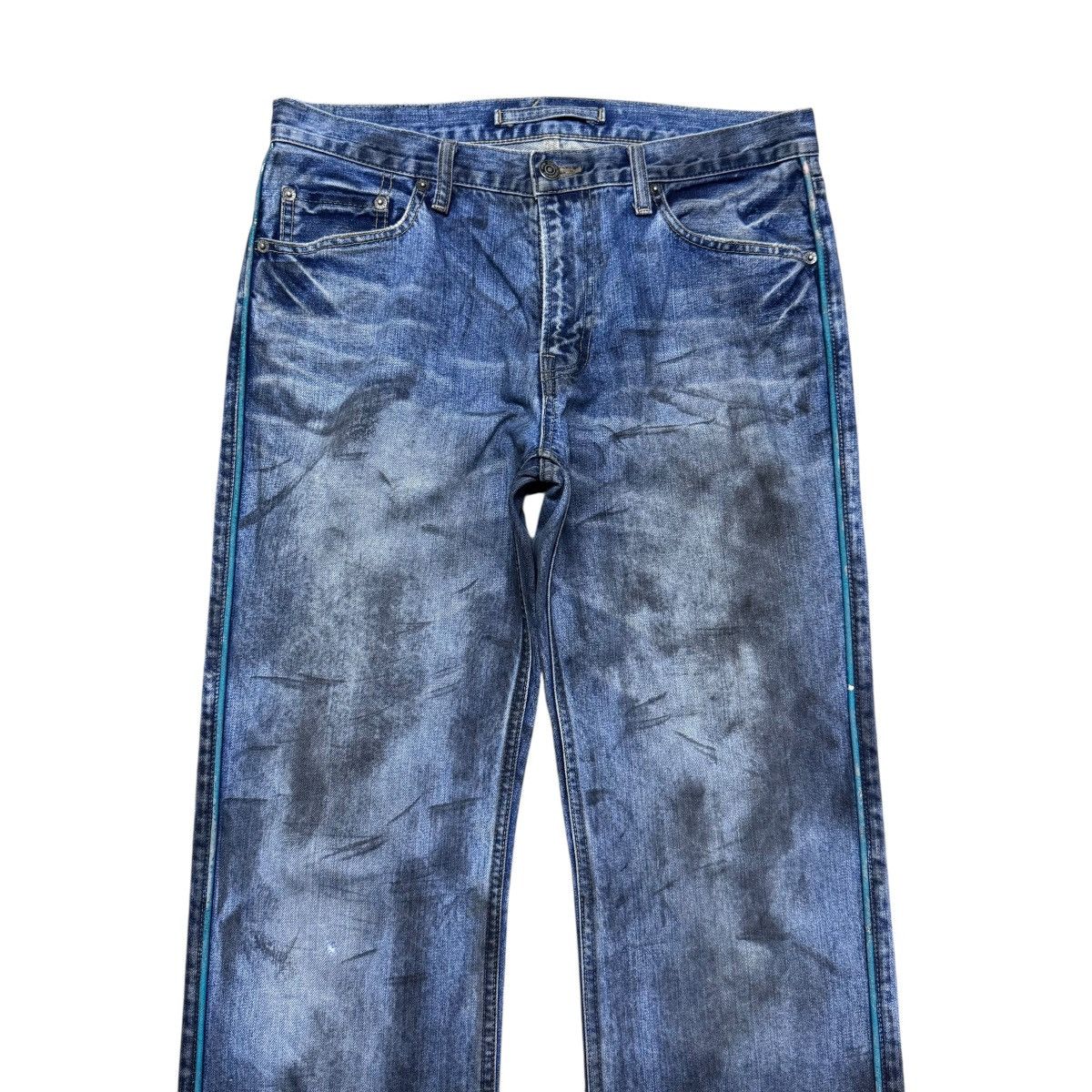PPFM PPFM Distressed Denim Painted Airbrush Side Striped Jeans Size US 33 - 3 Thumbnail