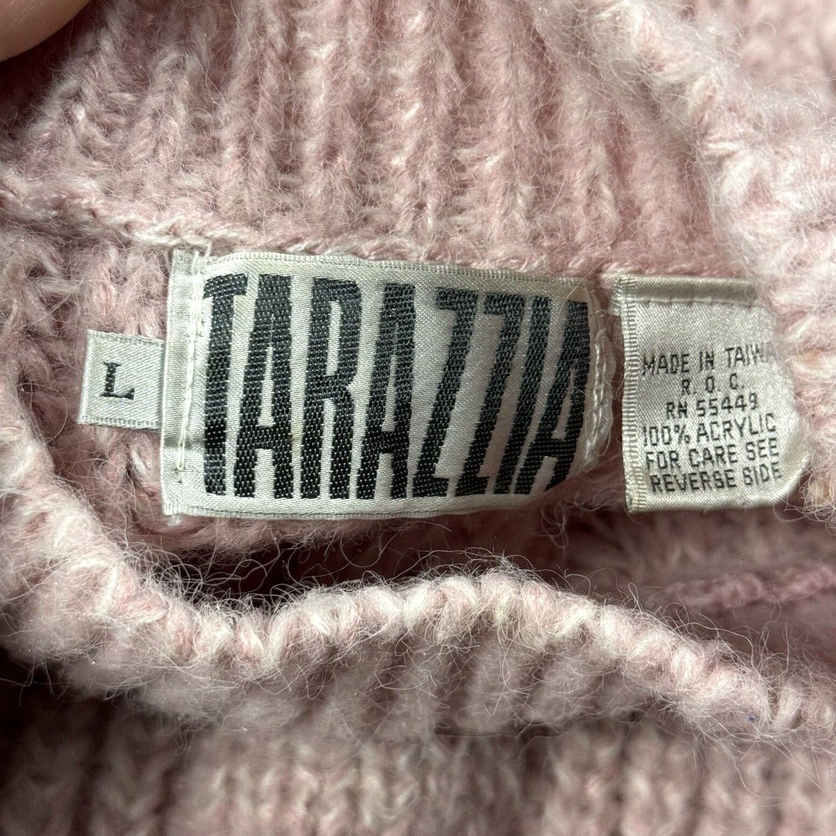 Pinko VTG Tarazzia 80s Fuzzy Knit Crop Sweater Pullover Mock Neck WMNS L Pink 1980s Oversized Womens L Size L / US 10 / IT 46 - 5 Thumbnail