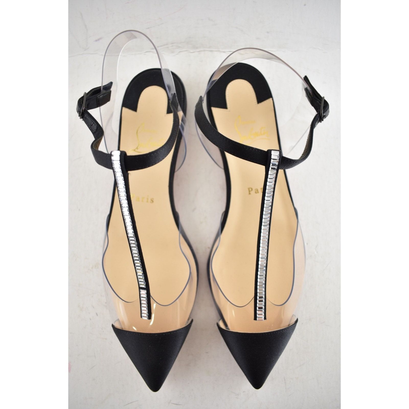 Christian Louboutin Christian Louboutin Nosy Strass Black PVC T Strap Flat 38 Size US 8 / IT 38 - 11 Thumbnail