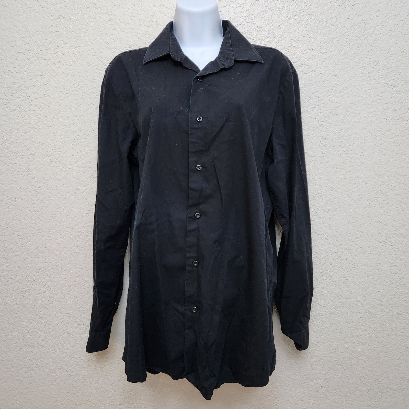 Apt. 9 Apt 9 Black Button Up Pointed Collar Long Sleeve Shirt M Size US M / EU 48-50 / 2 - 1 Thumbnail
