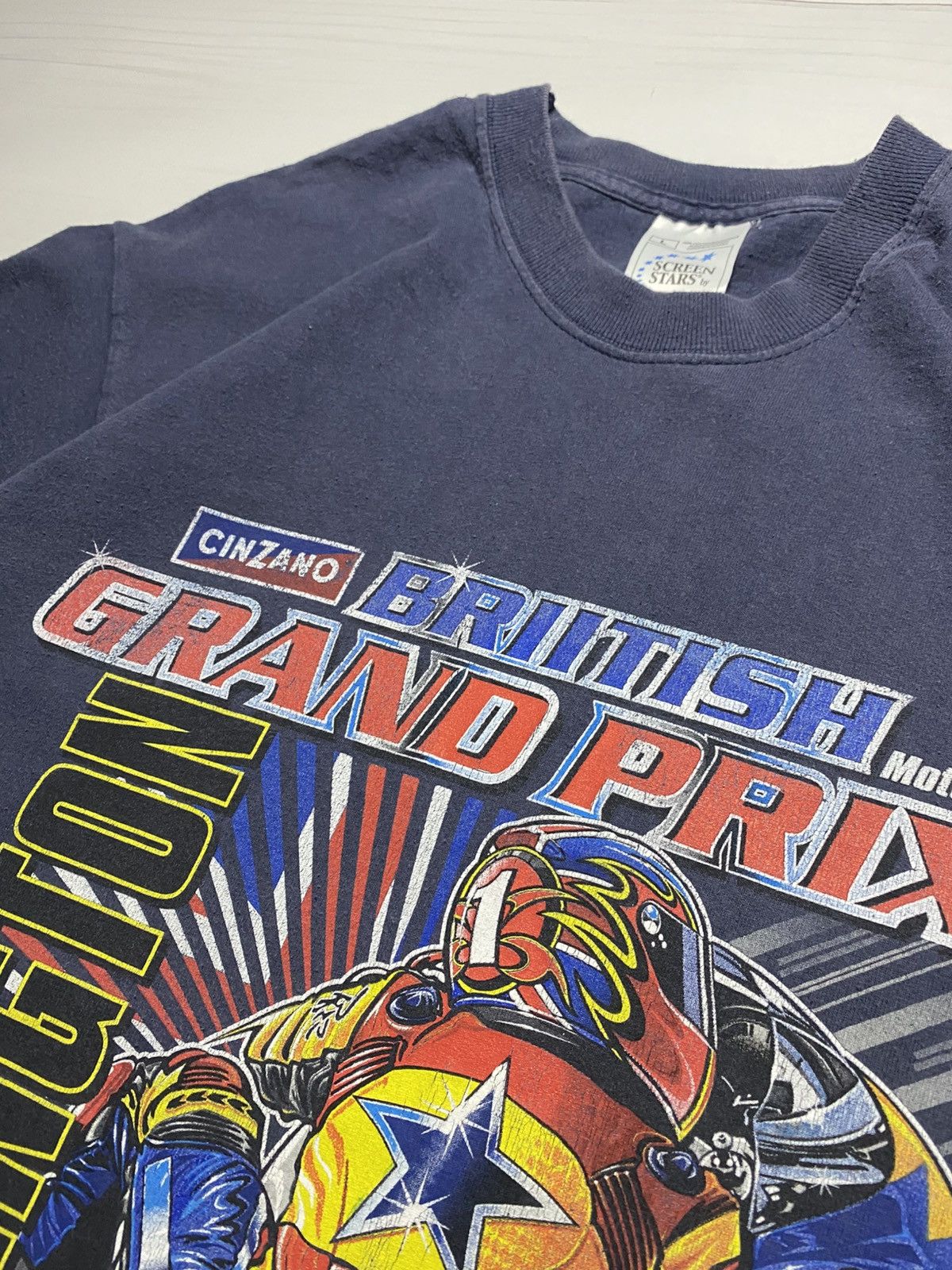 Vintage Vintage British Grand Prix 2002 motorcycle faded t shirt Size US L / EU 52-54 / 3 - 11 Thumbnail
