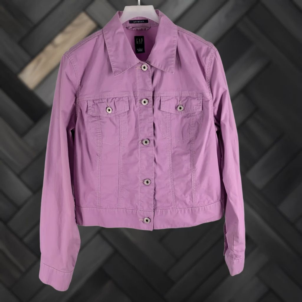 Gap VINTAGE Gap Pink Stretch Trucker Jacket Women L Short Sleeve Summer 2001 Y2K 00s Pop Modern Trendy Barbiecore Size L / US 10 / IT 46 - 1 Thumbnail
