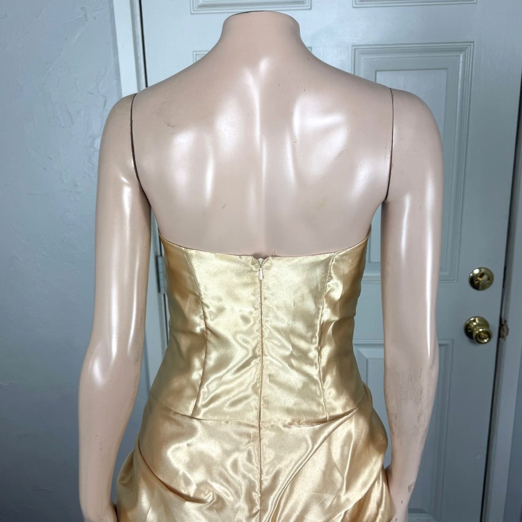 Jessica McClintock VINTAGE Jessica McClintock Dress Ball Gown XS Gold 1990s Party/Cocktail Strapless Mini 5/6 Size XS / US 0-2 / IT 36-38 - 5 Thumbnail