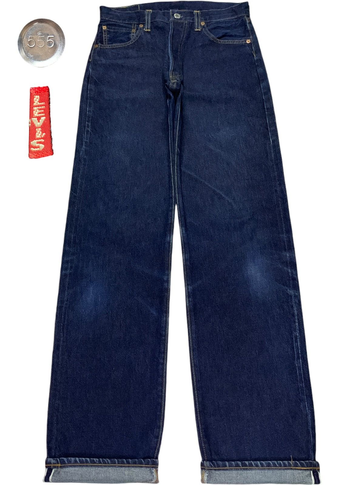 Levi's Vintage 90s Levis 501XX Big E Selvedge Raw Denim Button 555 Size US 29 - 1 Thumbnail