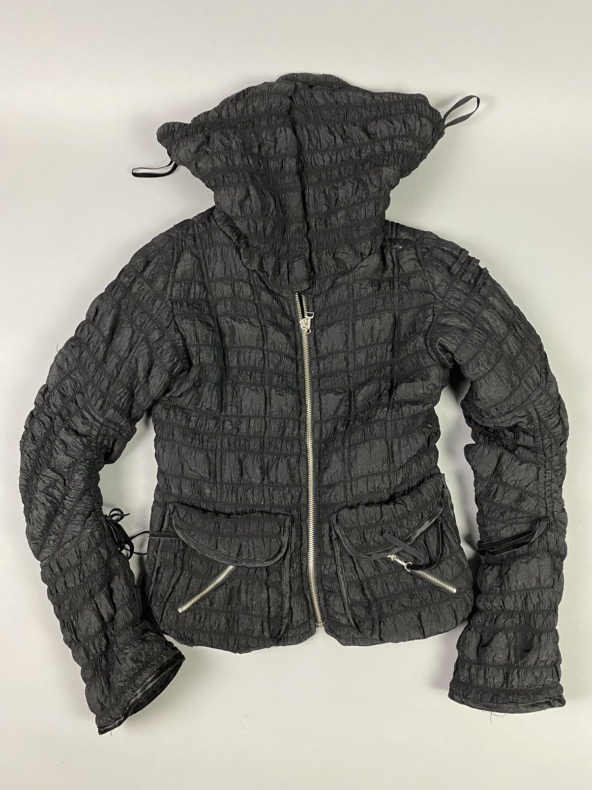 Designer × Japanese Brand Avant-Garde Quilted Hooded Jacket – Black Size M / US 6-8 / IT 42-44 - 9 Thumbnail