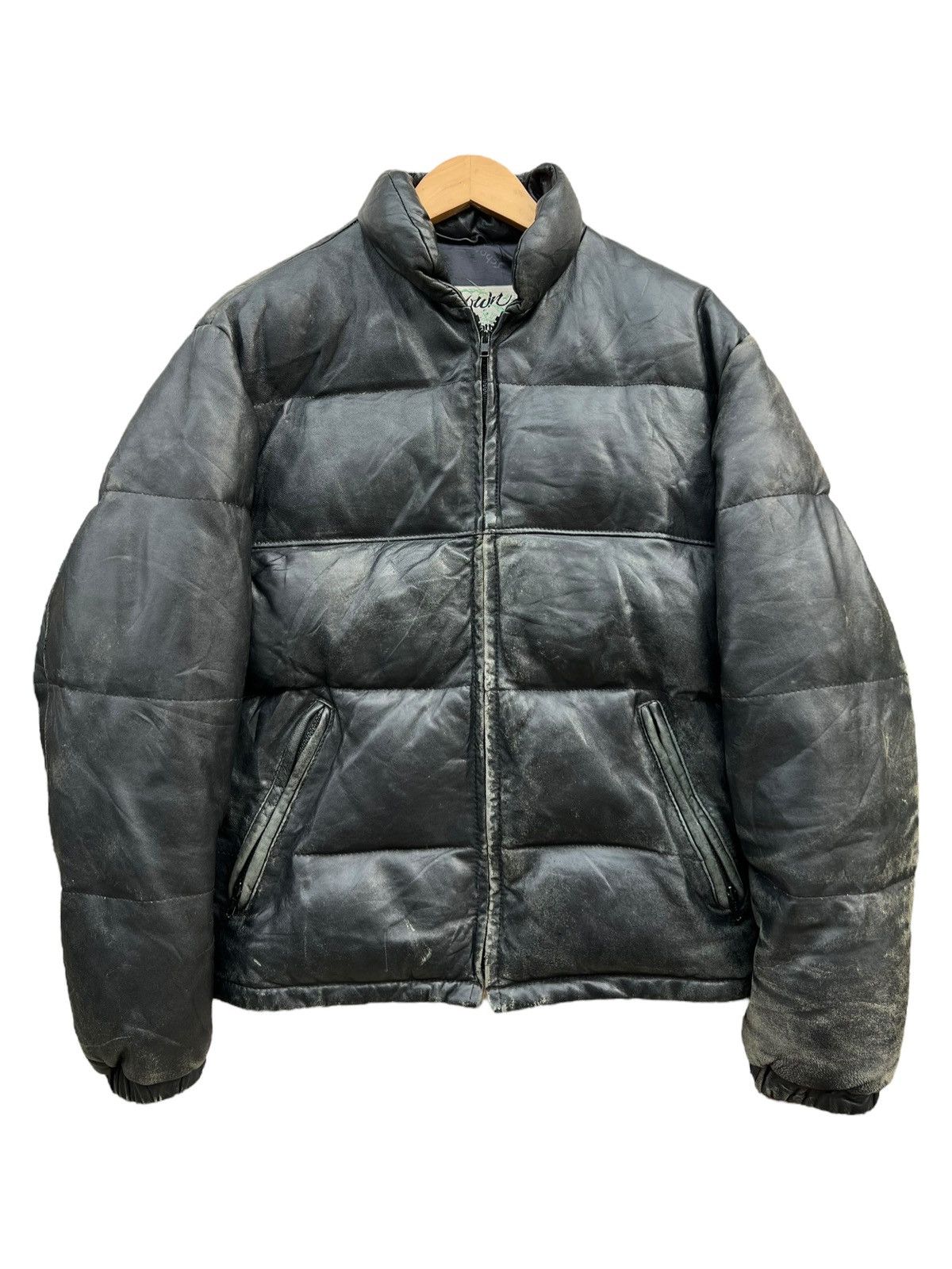 Schott Streetwear Vintage Vintage Schott Black Leather Puffer Down Jacket Grailed