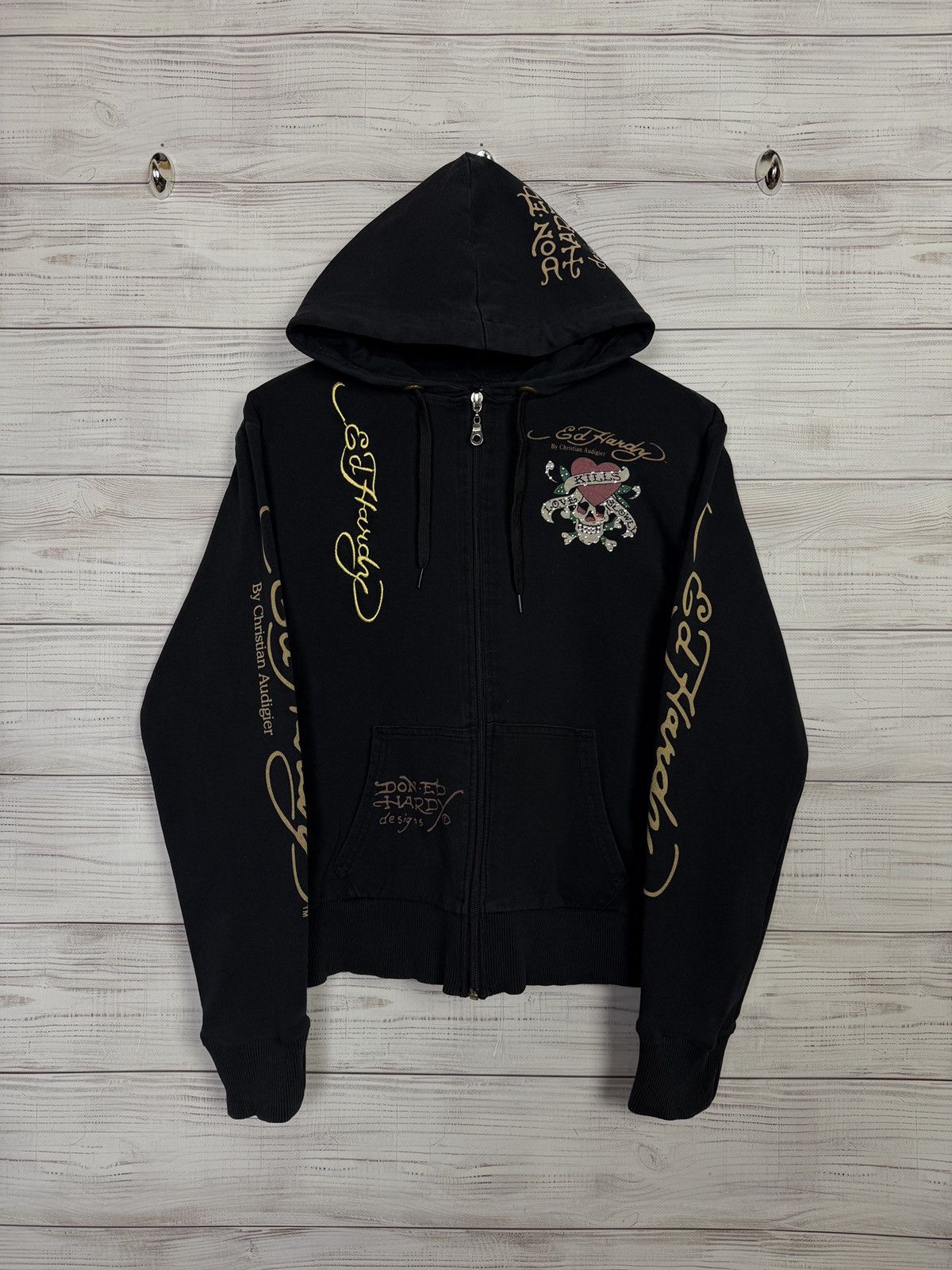 Christian Audigier RARE Vintage Ed Hardy Zip Hoodie Skelleton Skulls Audigier Size M / US 6-8 / IT 42-44 - 2 Thumbnail