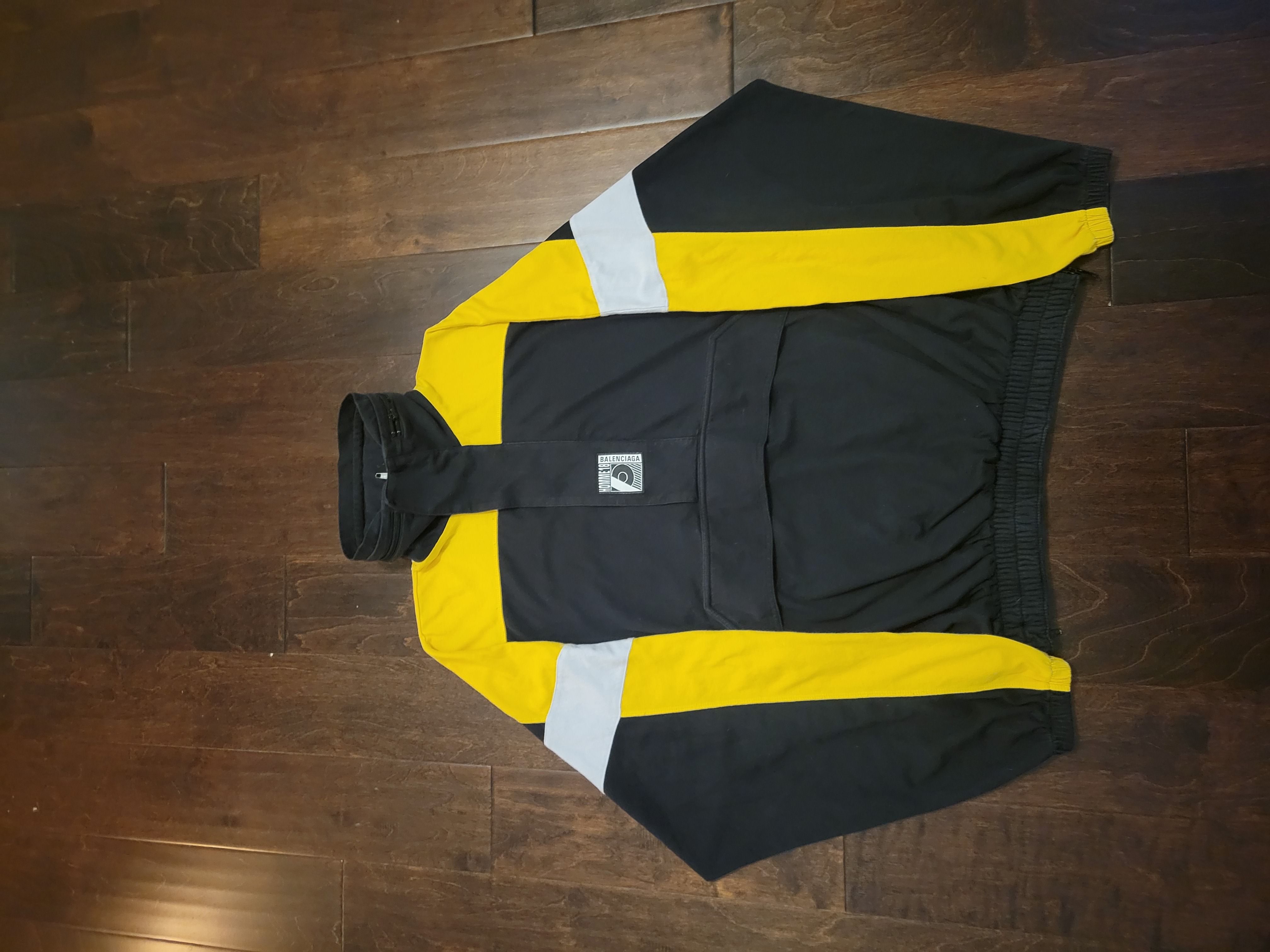 Pre-owned Balenciaga Yellow Black Quarter Zip Track Jacket Xs