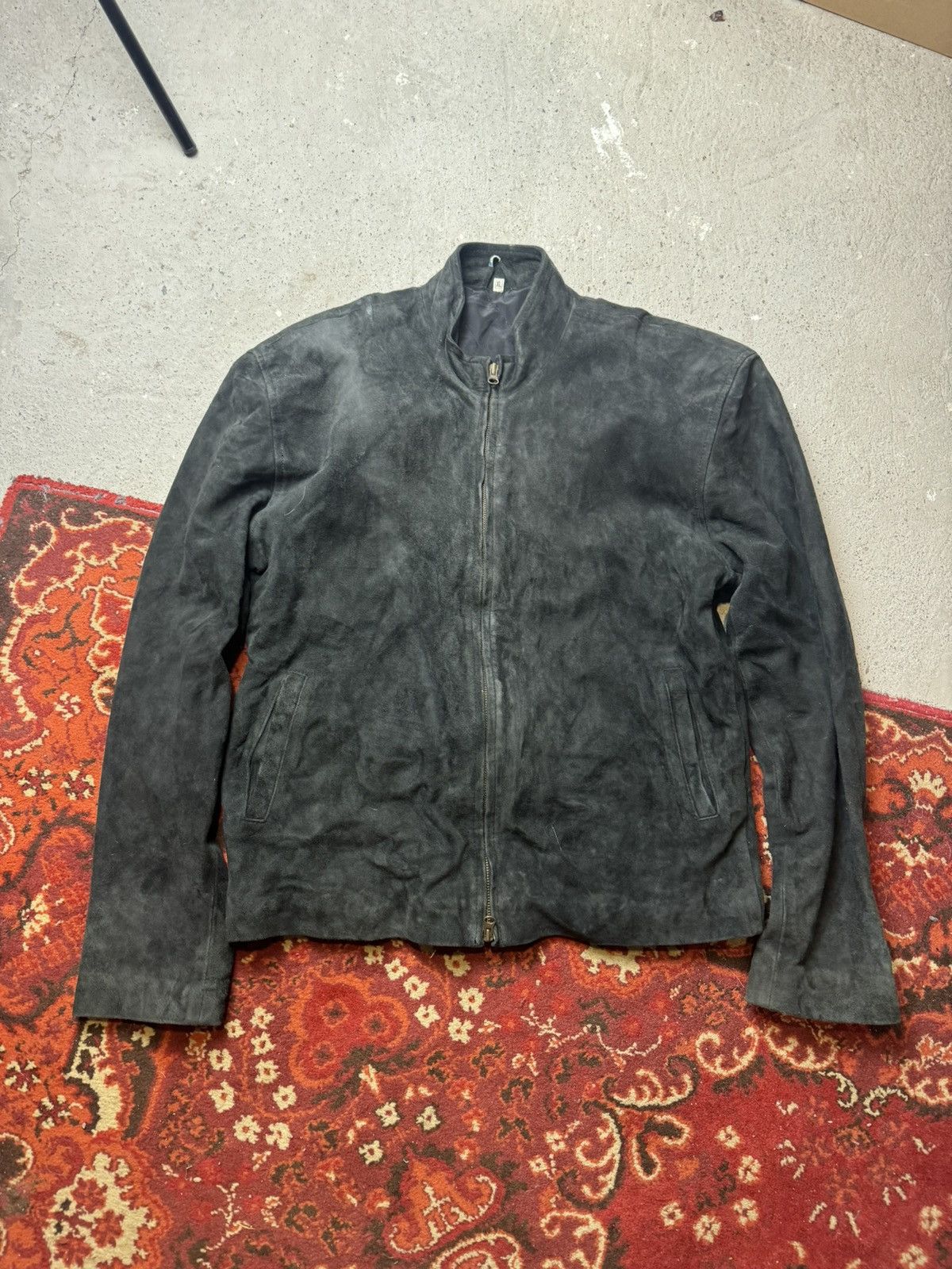 Pre-owned Avant Garde Y2k Black Leather Suide Opium Hearts Style Jacket