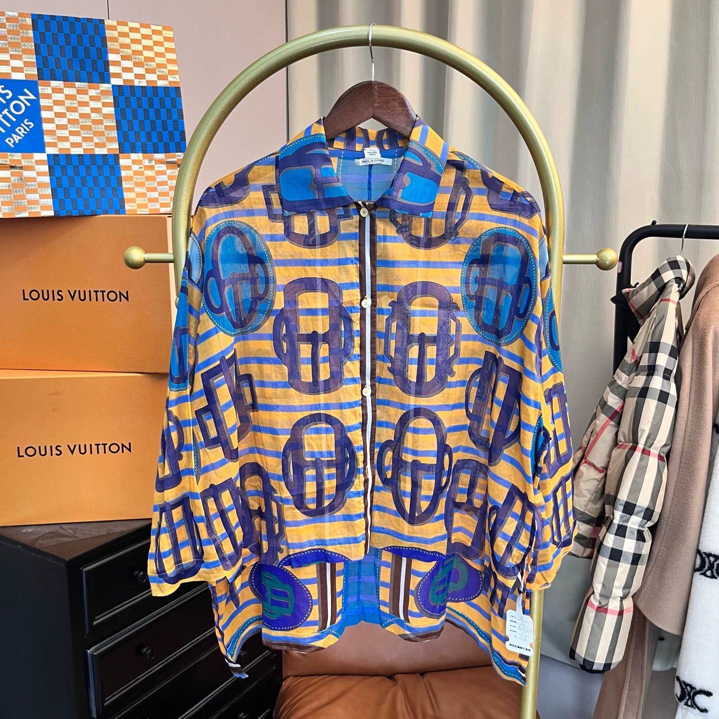 Hermes Hermes spliced all-over pig nose print shirt size 38 Size US XS / EU 42 / 0 - 1 Thumbnail