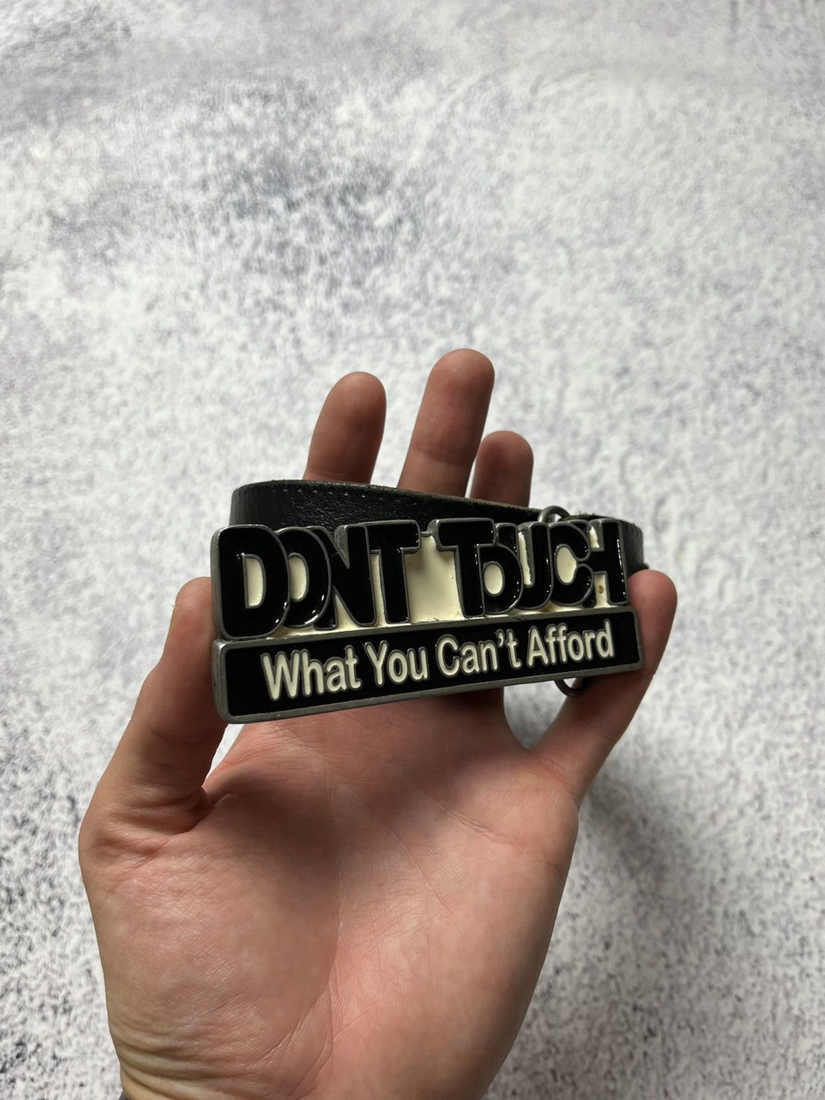 Vintage AVANT-GARDE DONT TOUCH What You Can't Afford LEATHER BELT Size ONE SIZE - 6 Thumbnail