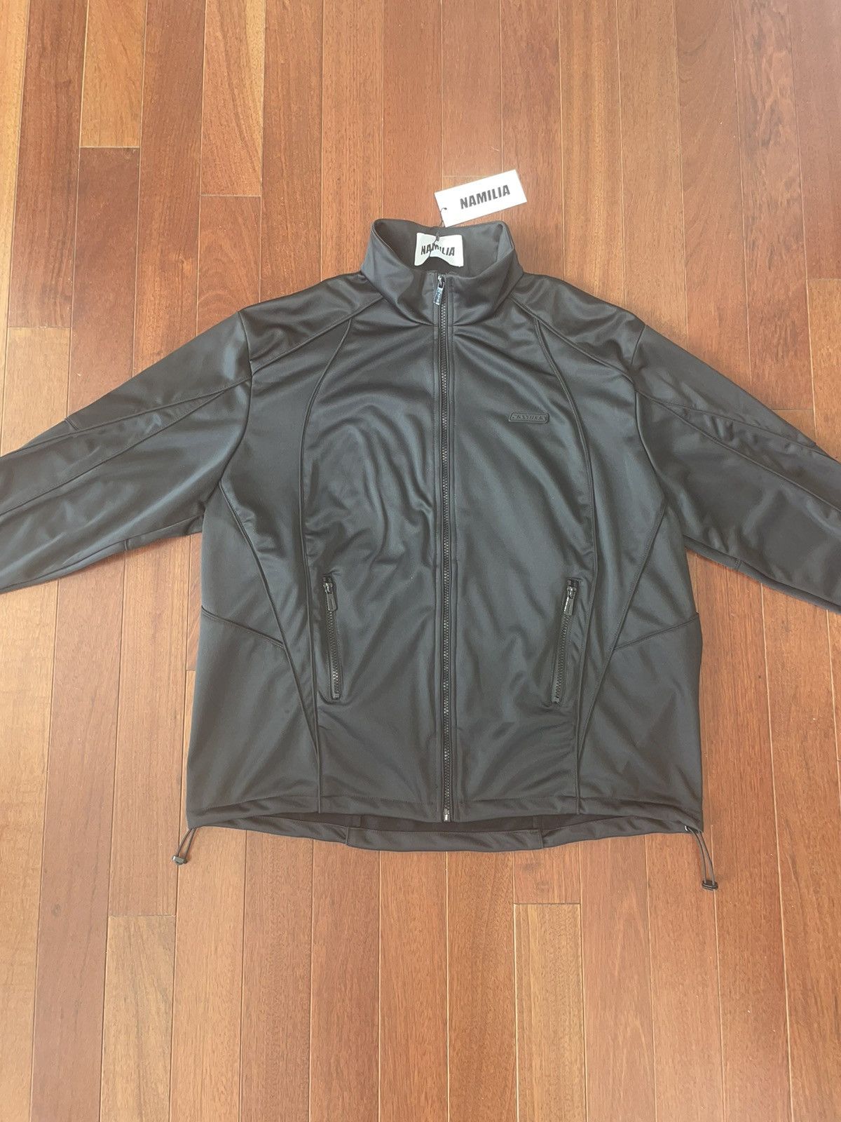 image of Namilia Oversized Moto Tracksuit Jacket in Black, Women's (Size XS)