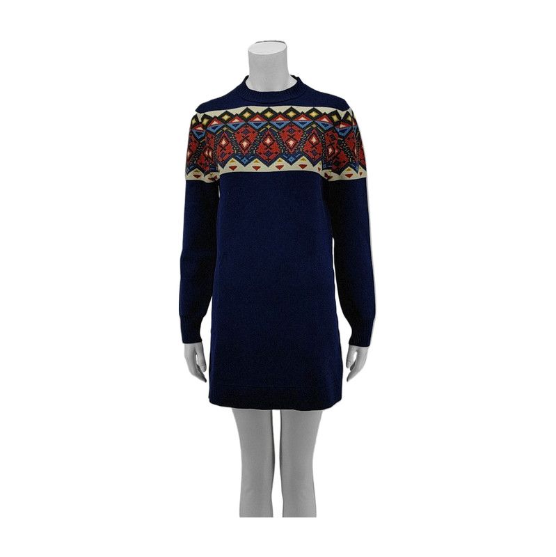 Louis Vuitton Louis Vuitton Navy Wool Long Sleeve Dress 0089 Size S / US 4 / IT 40 - 1 Thumbnail