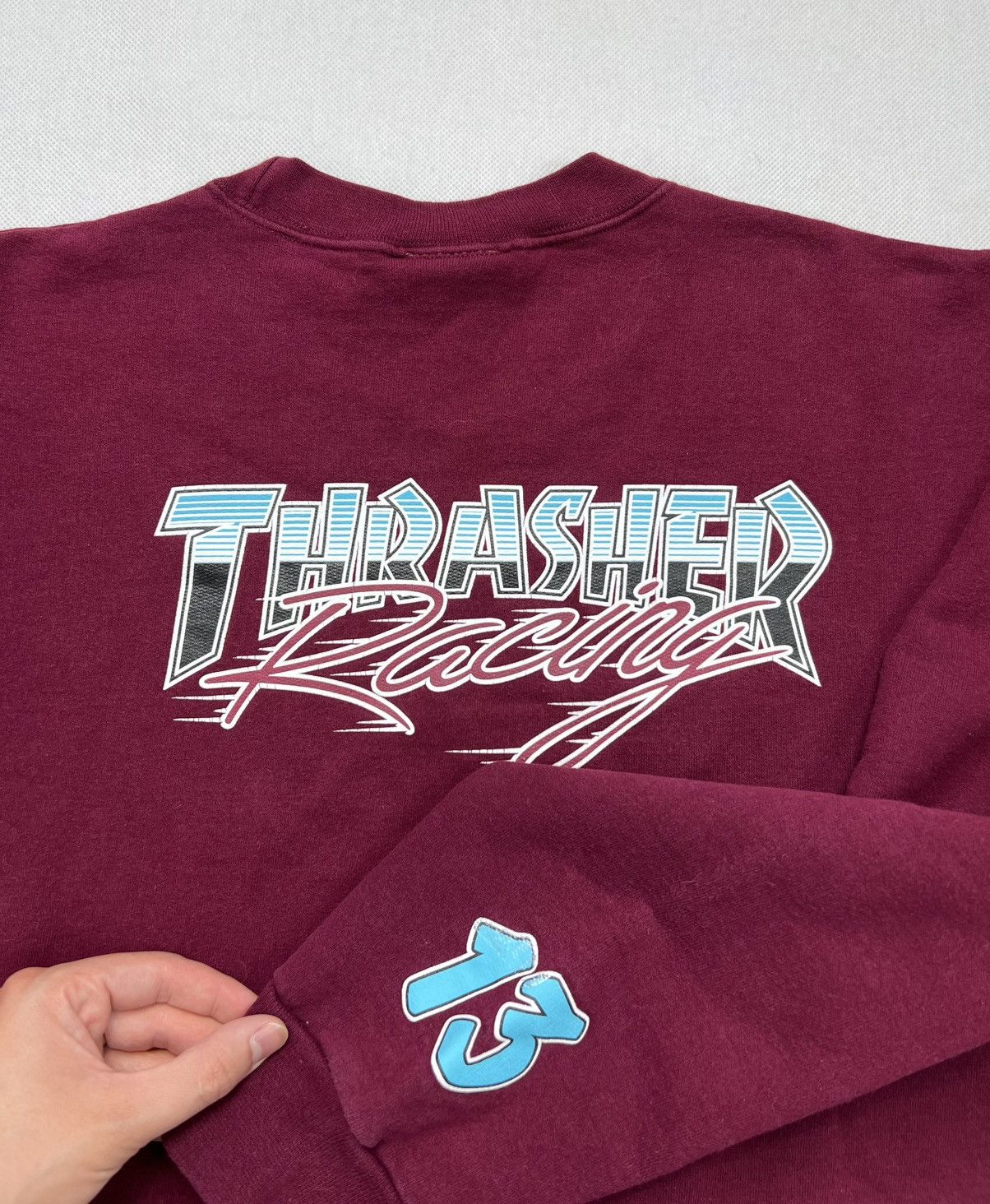 Thrasher Sweatshirt Thrasher Racing 13 Skate Vintage Size US M / EU 48-50 / 2 - 3 Thumbnail