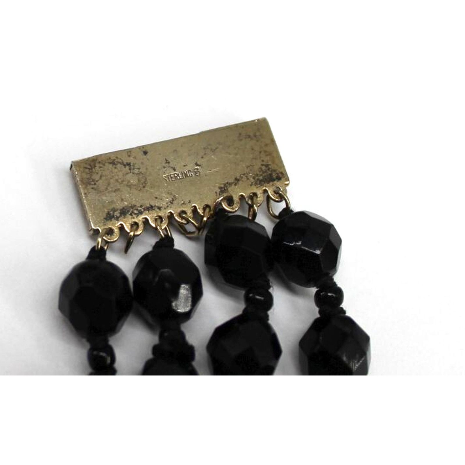 Other Vintage Four Strand Black Onyx Bead Choker Necklace 14" Size ONE SIZE - 6 Thumbnail