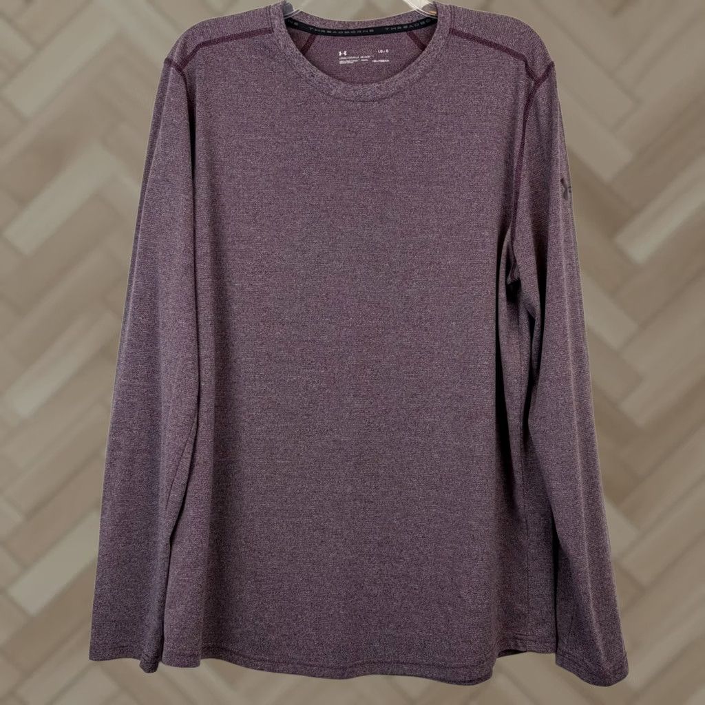 Under Armour Under Armour Threadborne Heatgear Shirt Mens Large Burgundy Loose Base Layer Size US L / EU 52-54 / 3 - 1 Thumbnail