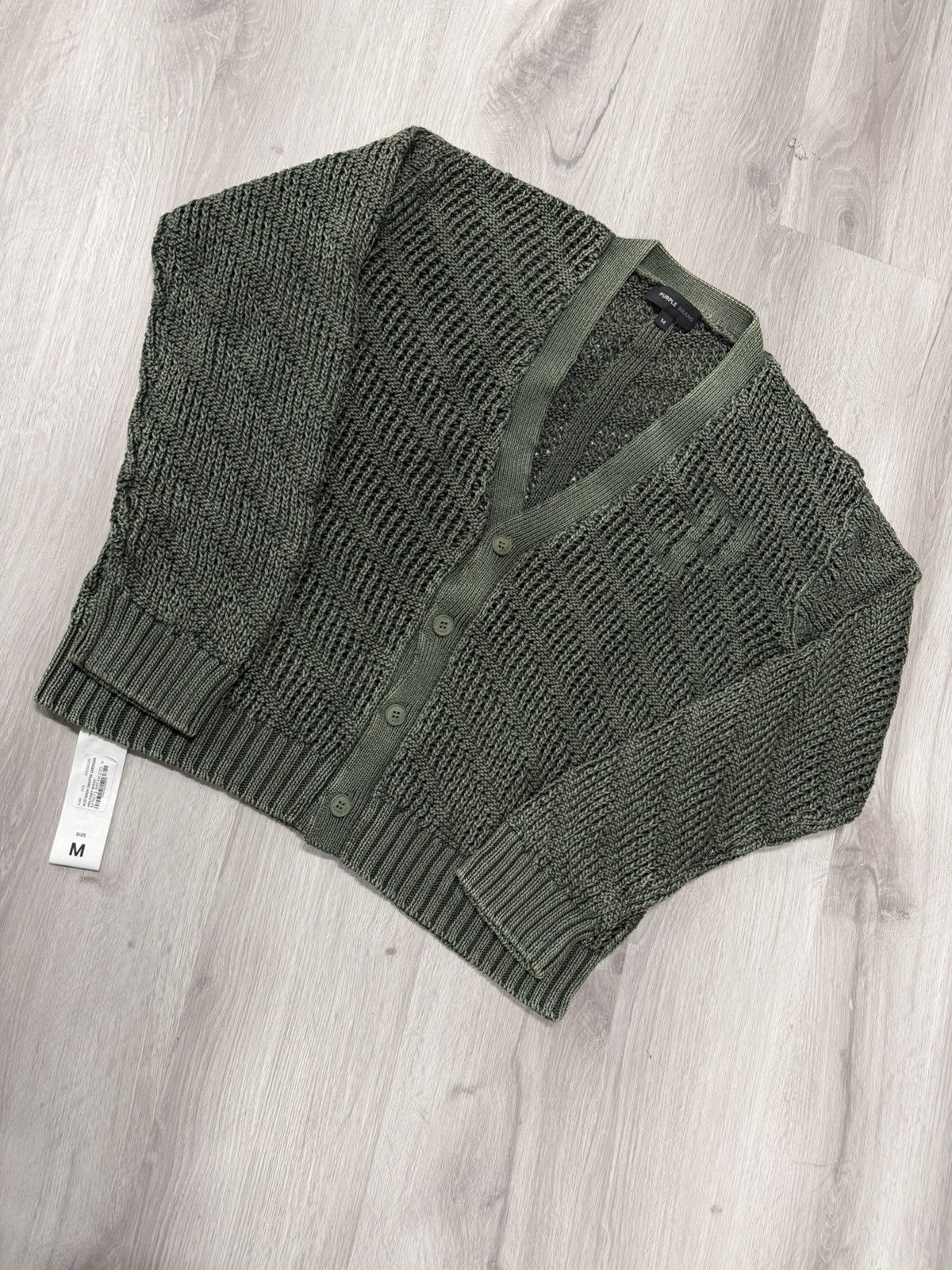 Purple Brand Acid Wash Sweater Cardigan Military Wash