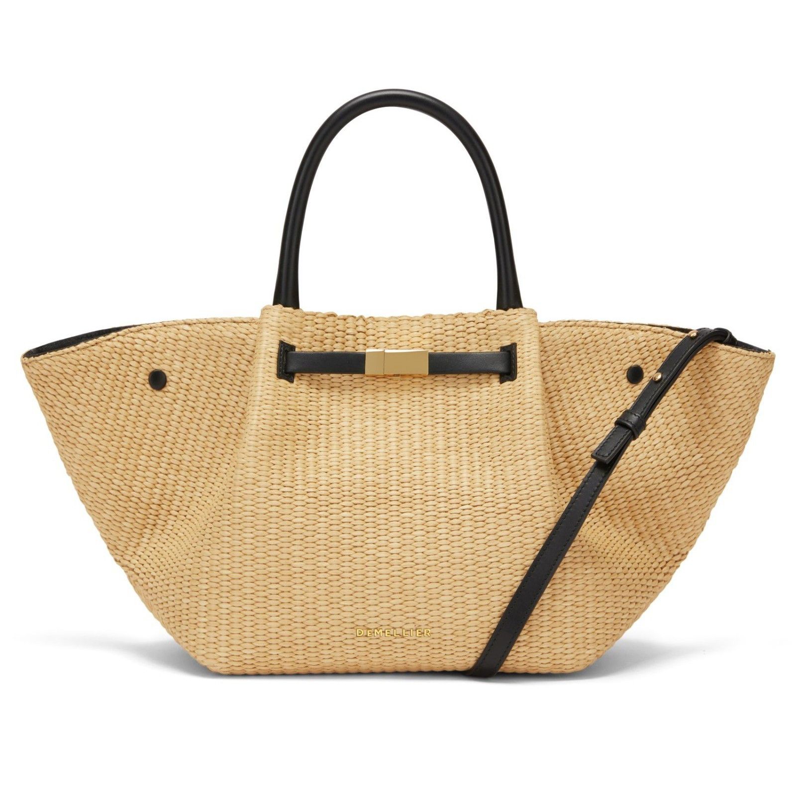 Other DEMELLIER RAFFIA SMOOTH WARM/BLACK Tote Suede Bag New & Auth Size ONE SIZE - 4 Thumbnail