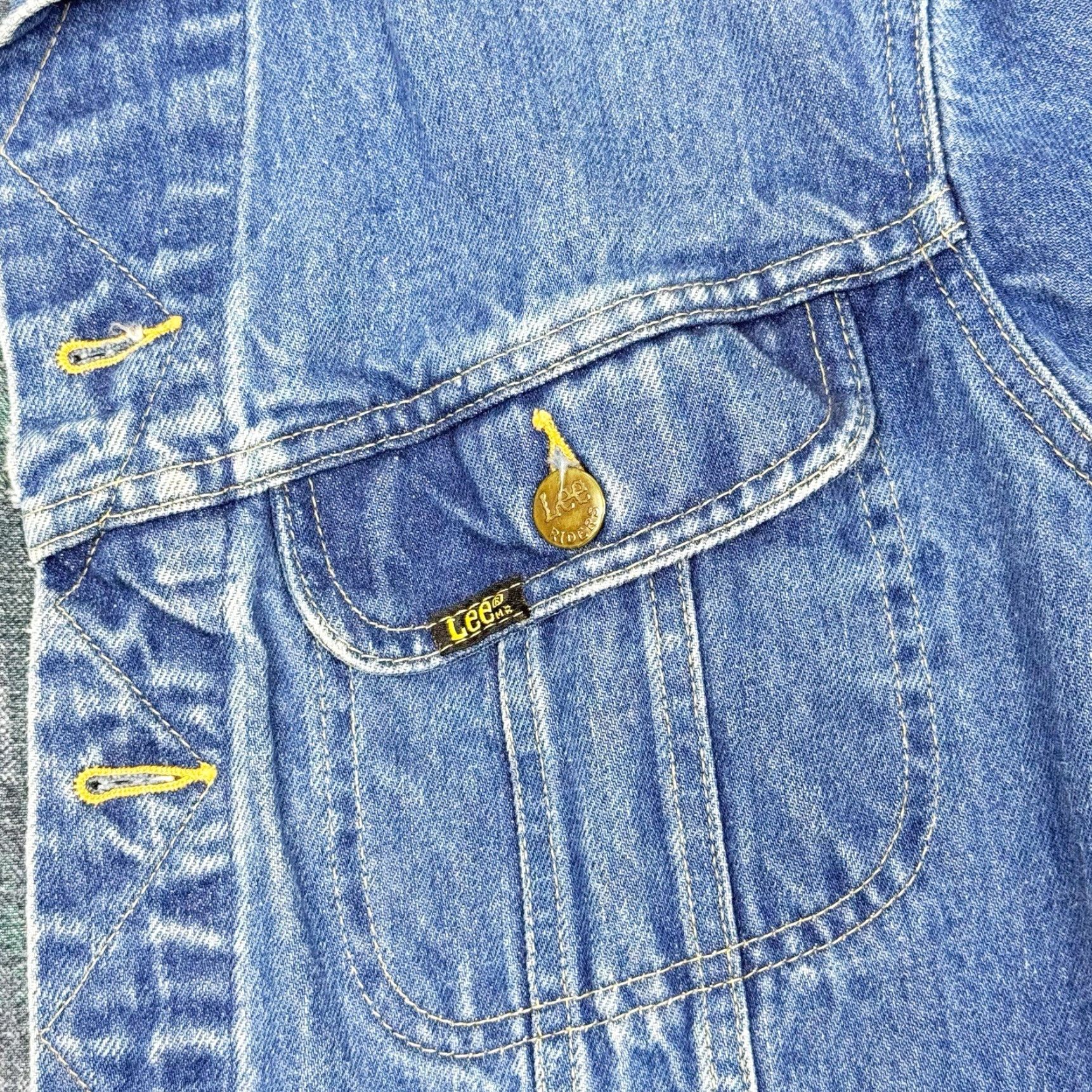 Lee Vtg Rare 70s Lee Denim Jacket Plaid Lined USA Union Made Mens M Blue Wool Insulation Motorcycle Button Pocket Regular Fit Size US M / EU 48-50 / 2 - 4 Thumbnail