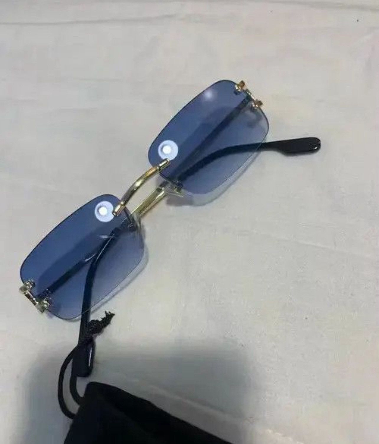 Electric Visual Blue Lence Retro Rectangular Rimles Sunglasess Size ONE SIZE - 1 Thumbnail
