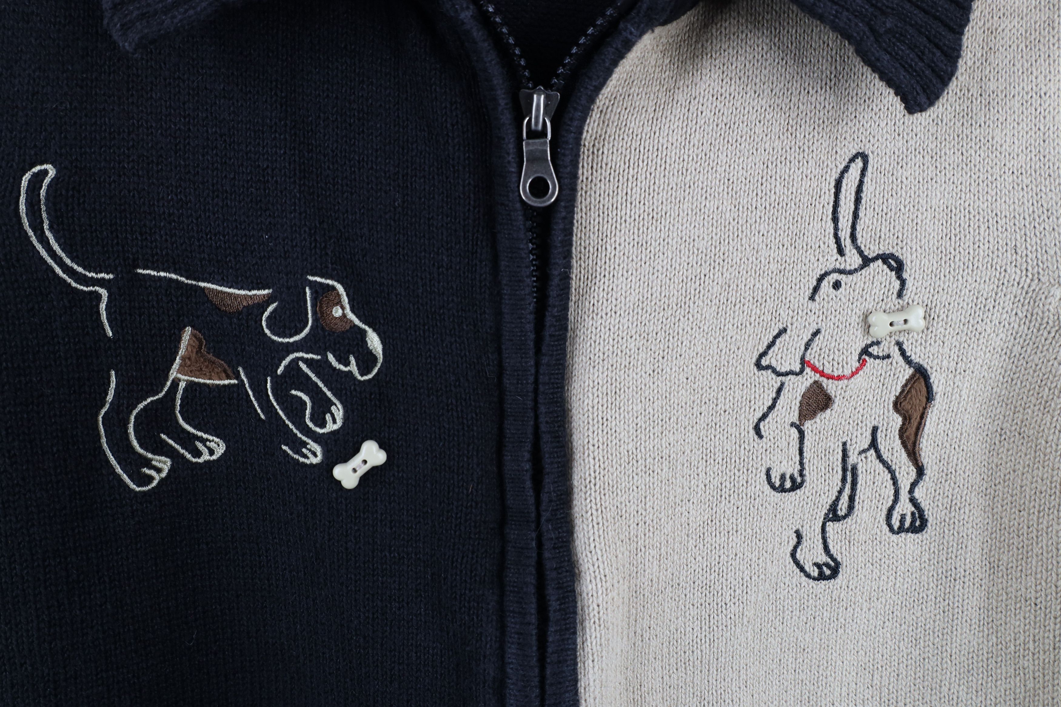 Vintage Vintage 90s Streetwear Dog Puppy Knit Full Zip Sweater Vest Size XXL / US 16-18 / IT 52-54 - 4 Thumbnail