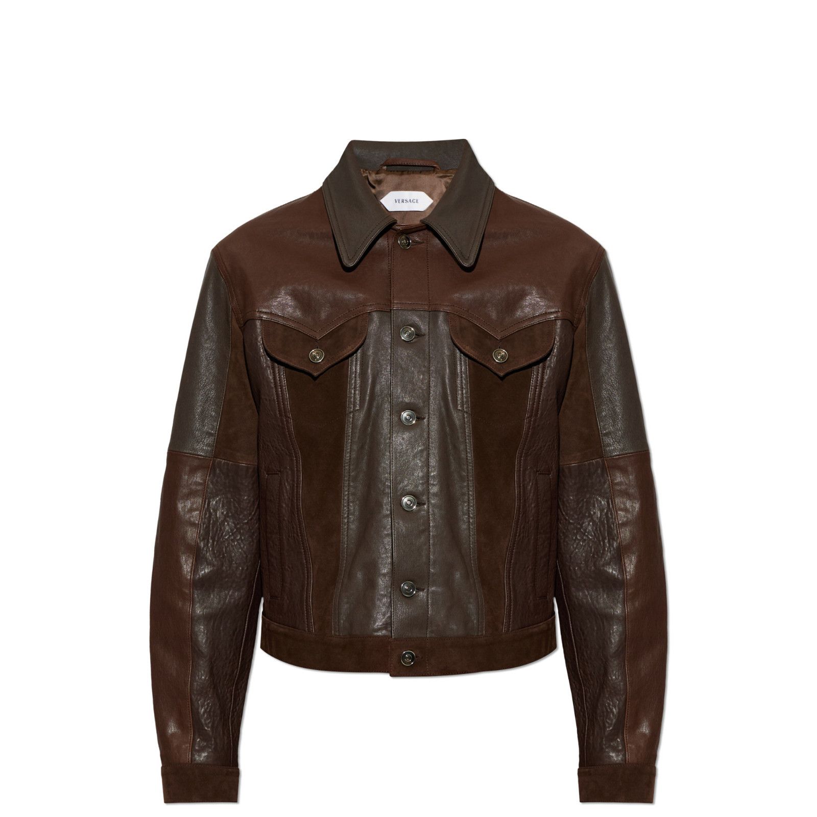 Versace VERSACE Brown Leather Jacket New & Authentic (Men's size:M;) Size US M / EU 48-50 / 2 - 1 Preview