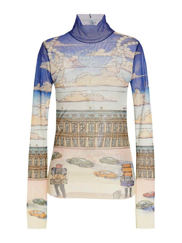 Casablanca o1mle0326 Printed Mesh Top High Neck In Multicolor Size US XS / EU 42 / 0 - 1 Thumbnail