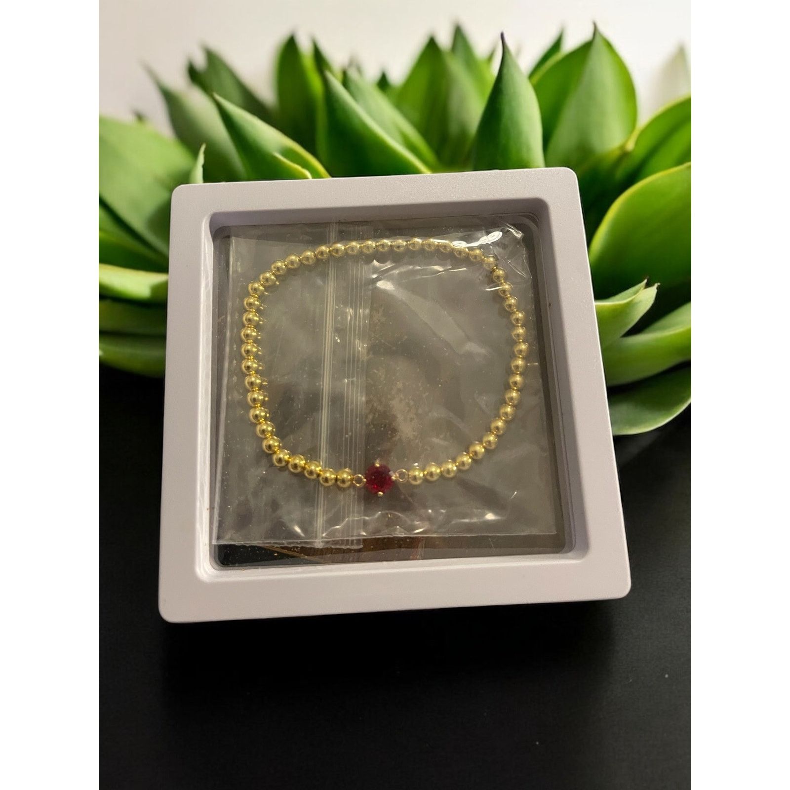 Unknown London Women's 14K Gold Plated & Ruby Stretchable Ball Bracelet Size ONE SIZE - 1 Thumbnail