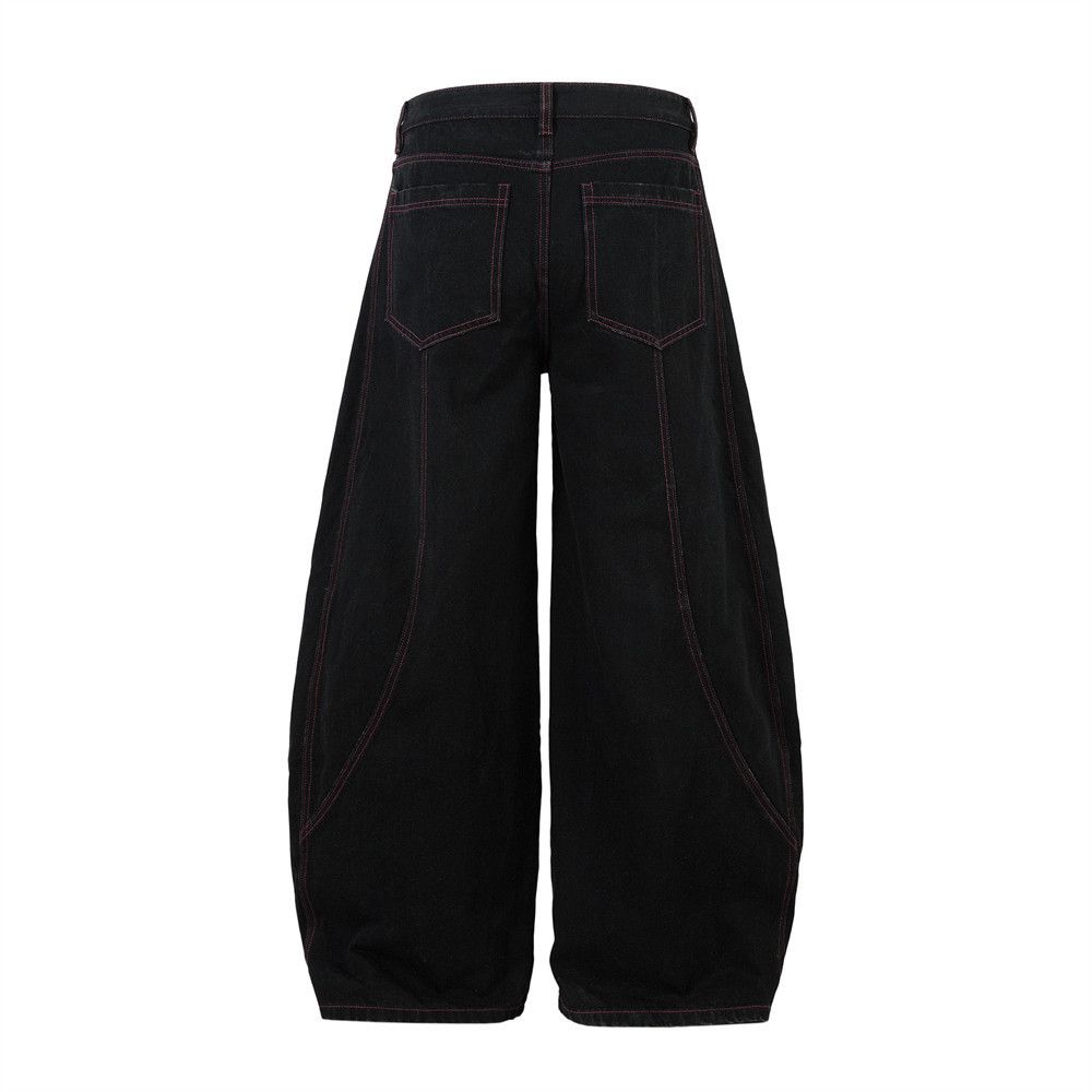 Japanese Brand × Jean Stitched wide-leg washed distressed loose scimitar jeans Size US 32 / EU 48 - 2 Thumbnail