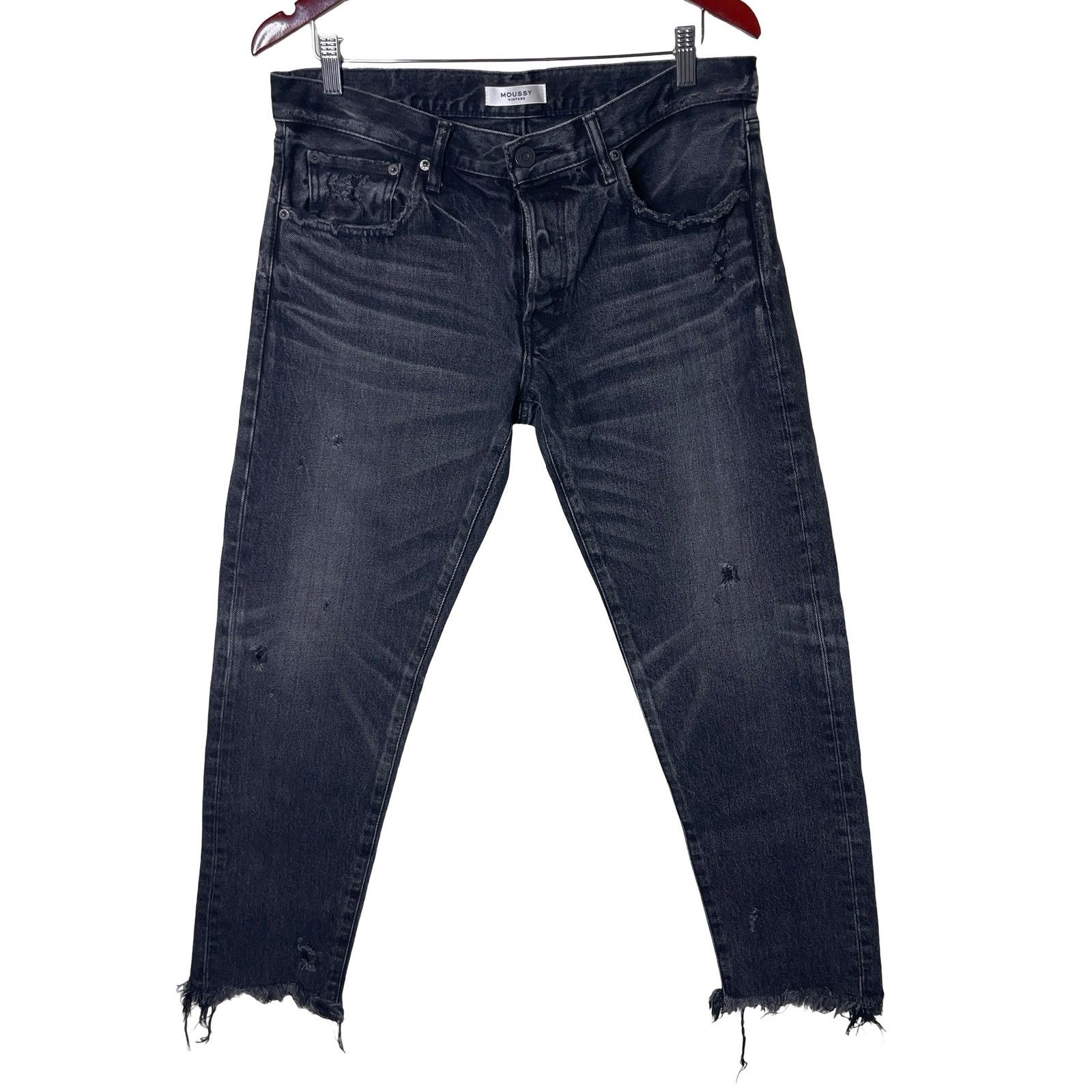 MOUSSY Moussy Merry Tapered Mid Rise Faded Black Cropped Jeans 30 Size 30" / US 8 / IT 44 - 1 Thumbnail