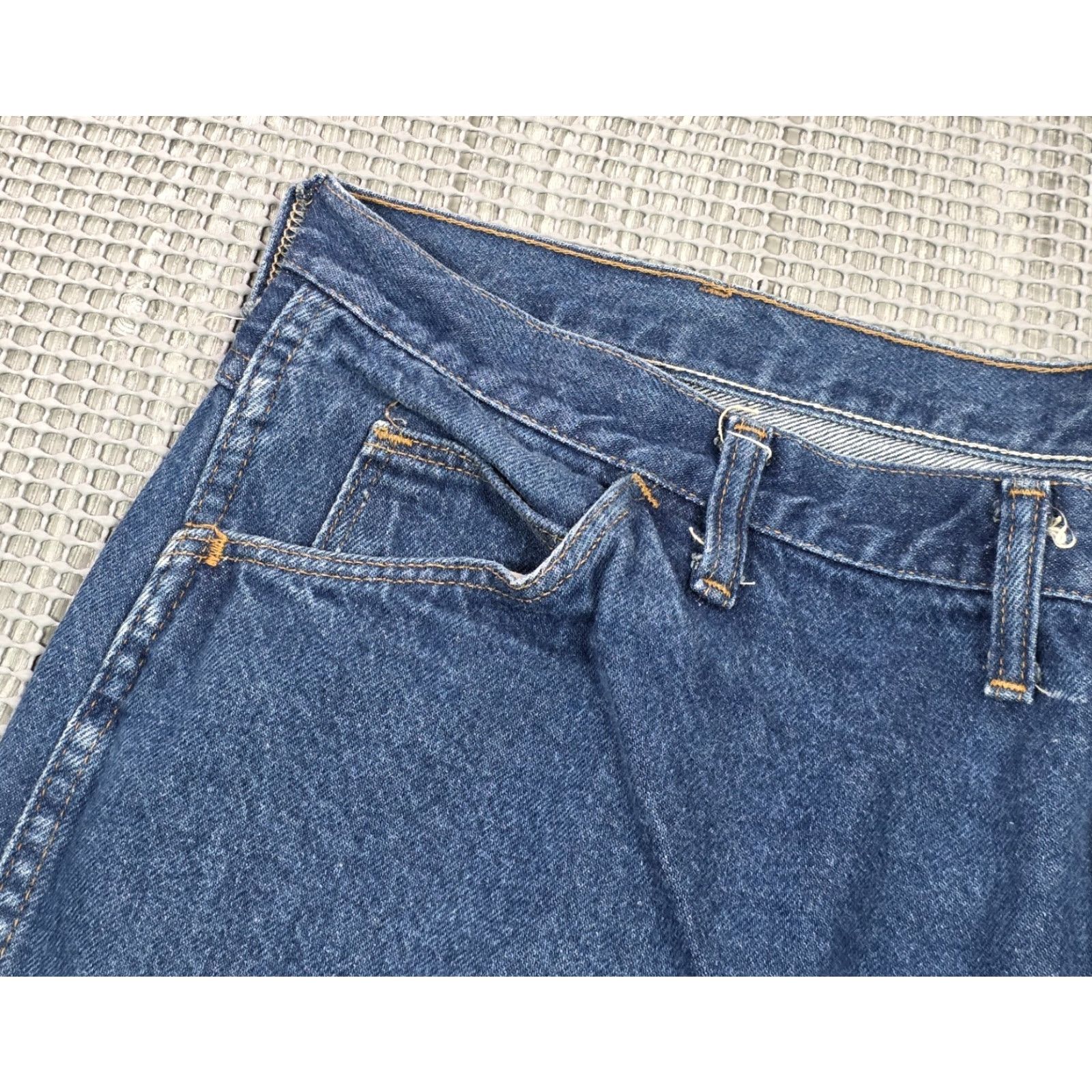Denime Vtg 80s Maverick Blue Denim Jeans Mens 44x30 USA Made Dark Wash 5-Pocket Design Regular Straight Jeans Mens Size US 44 / EU 60 - 7 Thumbnail