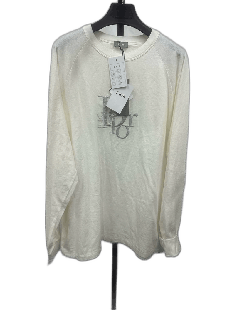 Dior DIOR Logo Embroidered Long Sleeve T-Shirt Size US XL / EU 56 / 4 - 1 Thumbnail