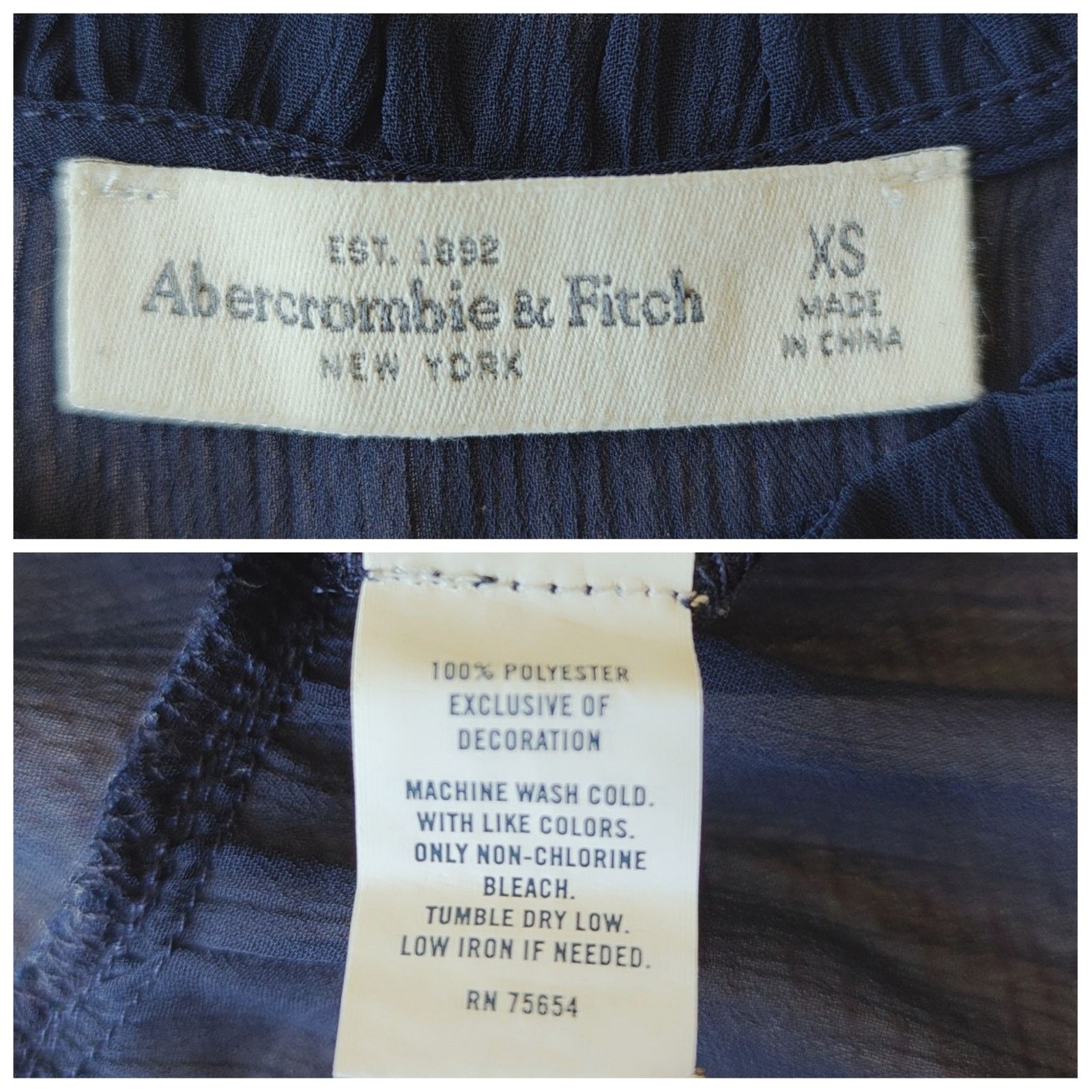Abercrombie & Fitch Abercrombie & Fitch Sheer Peplum Navy Tank Top sz XS Size XS / US 0-2 / IT 36-38 - 9 Thumbnail