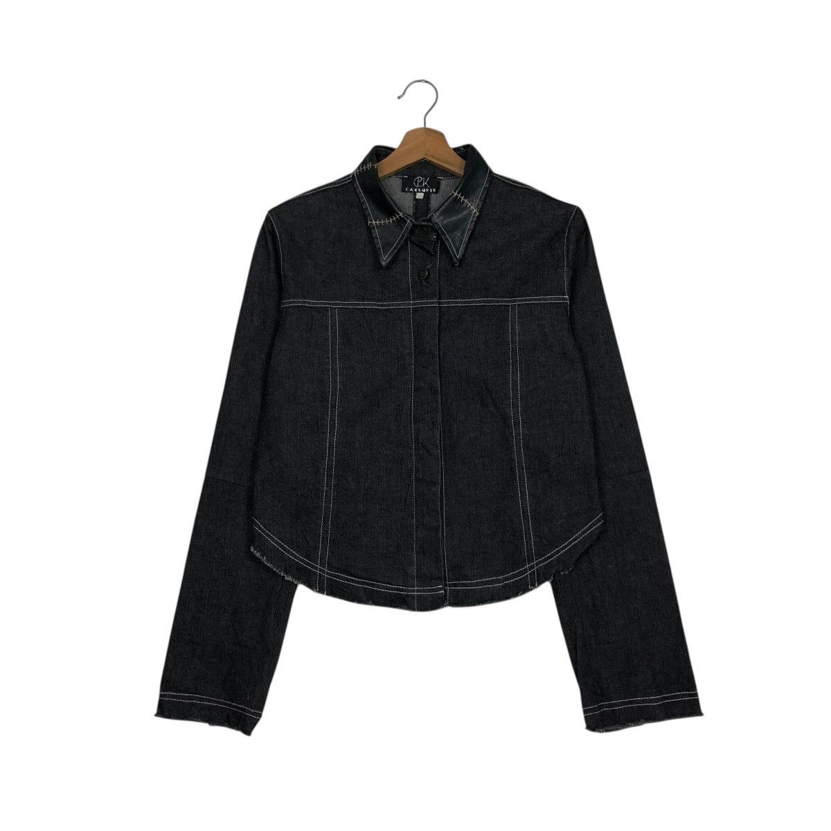 Japanese Brand 🔥VINTAGE CROPPED DENIM BIKER JACKET CARLOPIK ISSEY MIYAKE Size M / US 6-8 / IT 42-44 - 3 Thumbnail