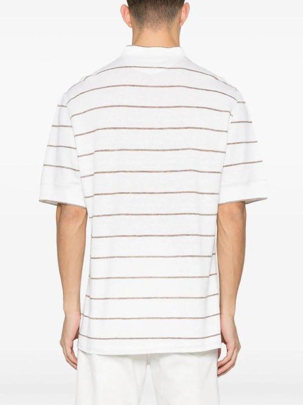 Brunello Cucinelli o1y0526 Crewneck T-Shirt in Ivory/Brown Size US XL / EU 56 / 4 - 3 Thumbnail