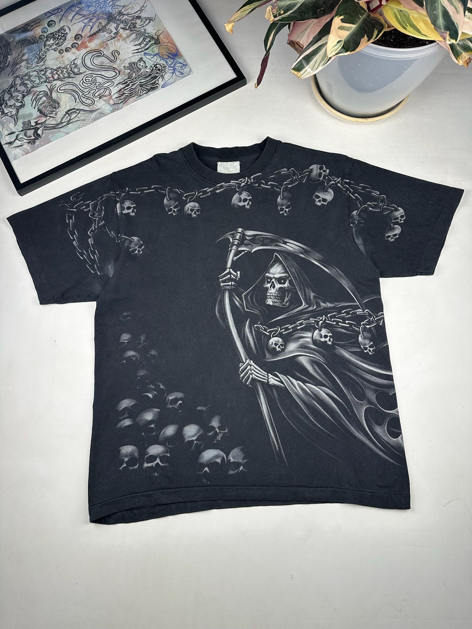 Affliction Affliction style Grim Reaper Skull T Shirt aop Size US XL / EU 56 / 4 - 1 Thumbnail