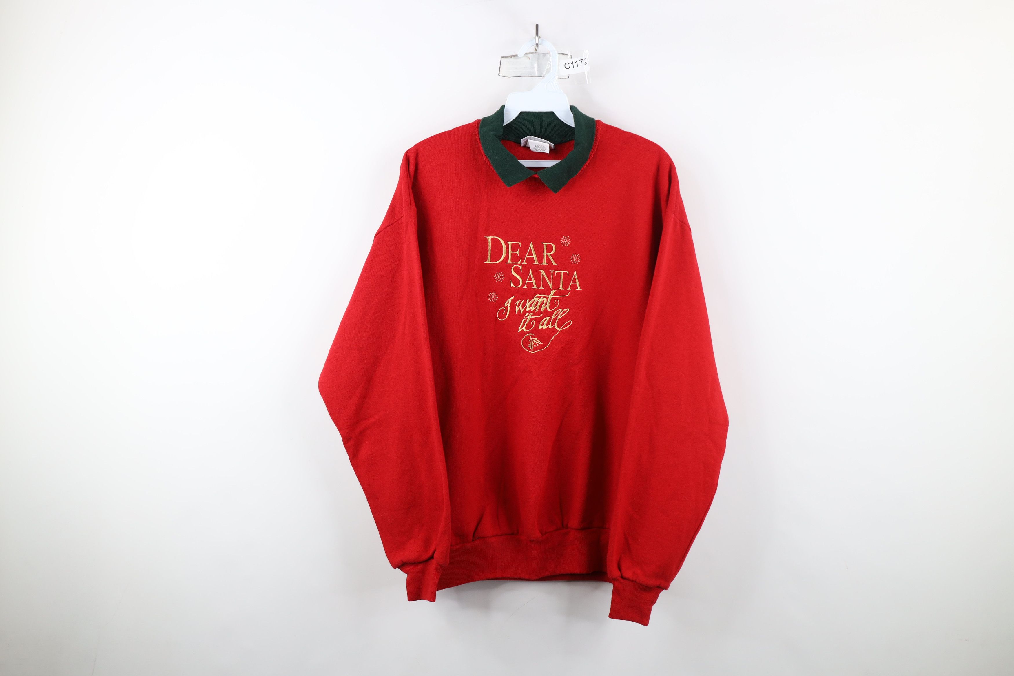 Vintage Vintage 90s Christmas I Want It All Collared Sweatshirt USA Size L / US 10 / IT 46 - 1 Thumbnail