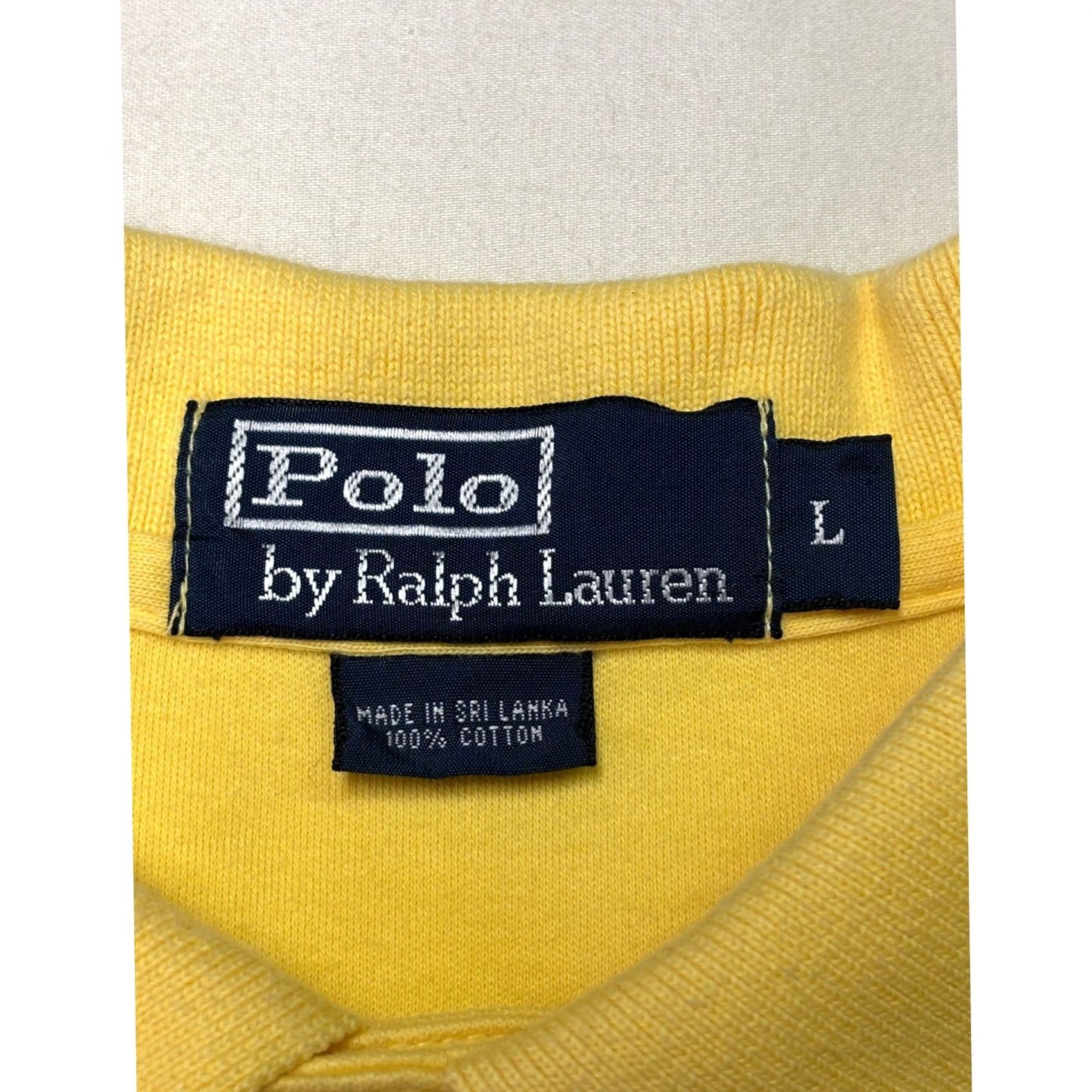 Polo Ralph Lauren VINTAGE Polo Ralph Lauren Mens Yellow Short Sleeve Polo Shirt Embroidered Pony L Size US L / EU 52-54 / 3 - 3 Thumbnail