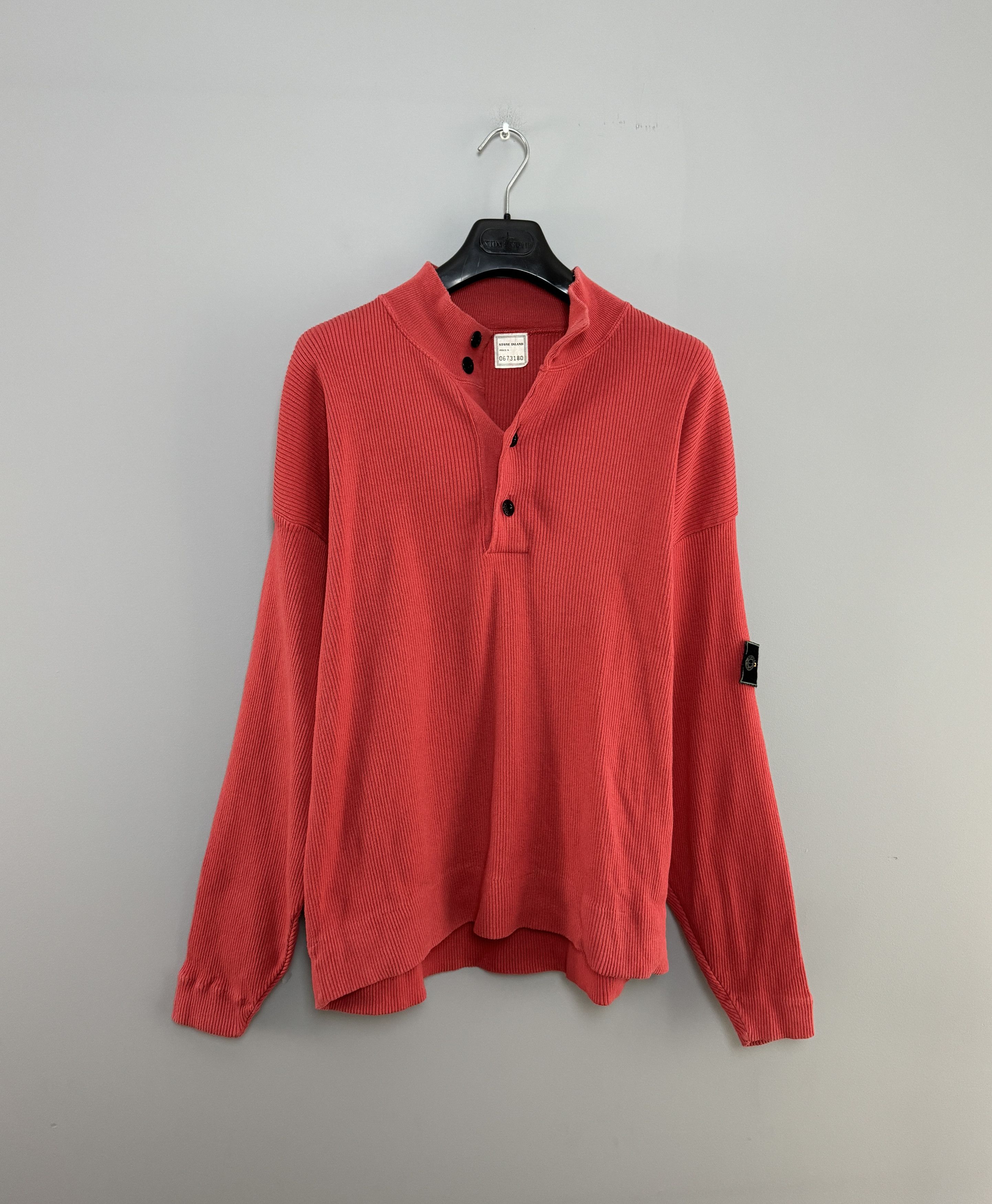 80s Stone Island Pullover 1/3 Buttons Sweater Jumper Size L